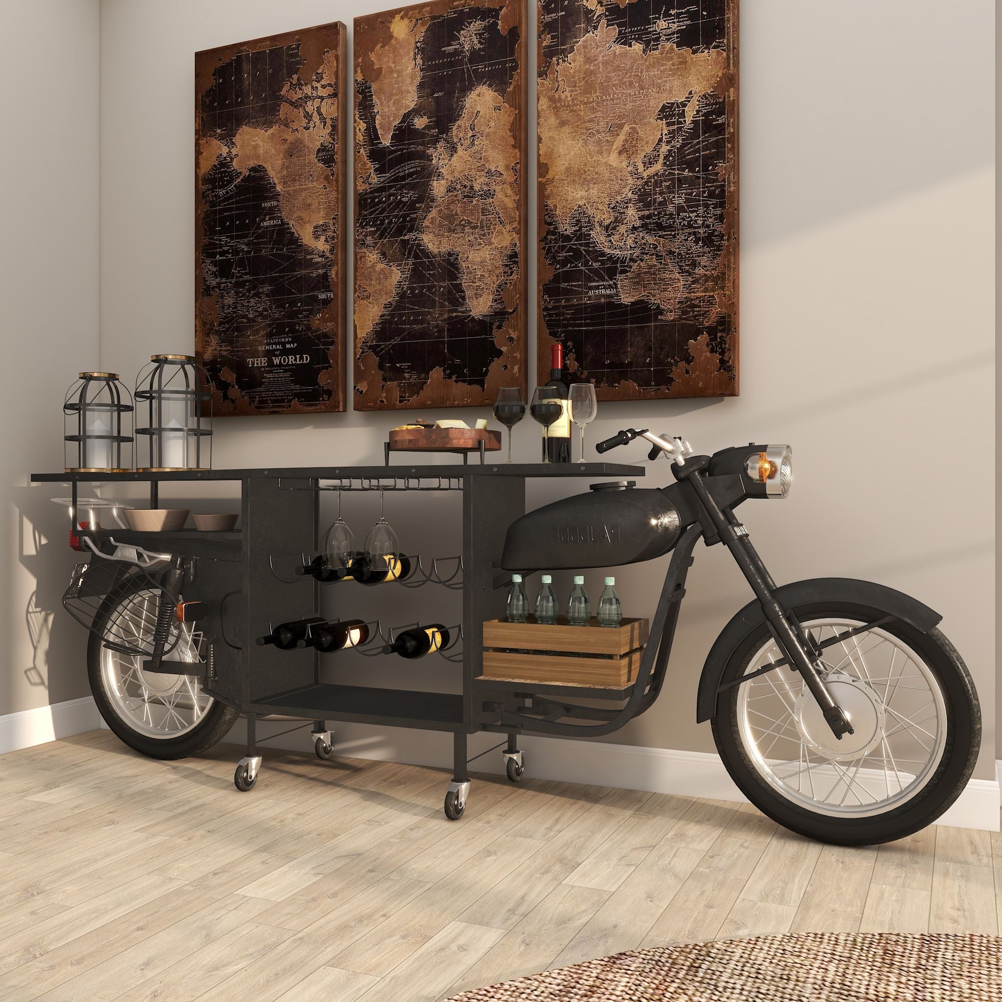 Andres Black Bar Unit - Modern Home Bar Cabinet for Living Room, Kitchen & Dining Room - Perfect for Entertaining & Storage