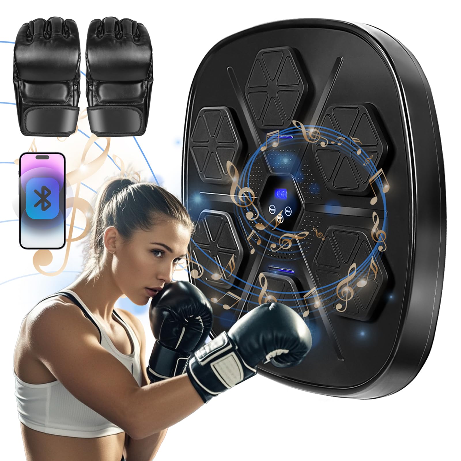 Smart LED Music Boxing Machine for Adults - 9 Speed & Training Modes, Wall Mounted Punching Bag for Home Gym, Office & Fitness Workouts - Perfect for Stress Relief, Cardio & Boxing Training