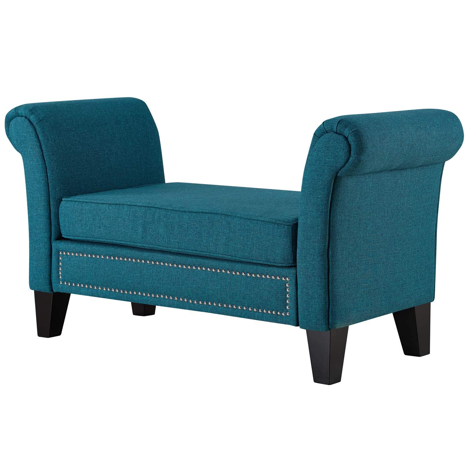 Modern Contemporary Accent Chair - Urban Design Living Room Lounge Club Lobby Bench with Fabric Upholstery in Aqua Blue - Perfect for Home, Office, Hotel and Commercial Spaces