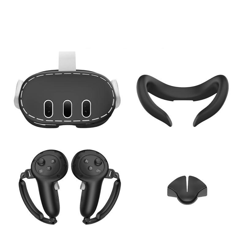 Meta Quest 3 VR Accessories Kit - 4-Piece Silicone Face Cover, Lens & Nose Pad Set for Enhanced Comfort & Hygiene - Perfect for Gaming, Fitness & Virtual Reality Experiences