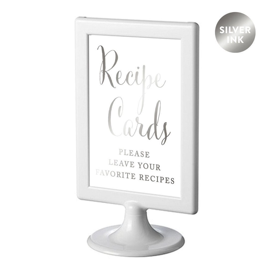 4x6 Inch Andaz Press Framed Wedding Party Signs with Metallic Silver Ink - Recipe Cards for Guest Recipes - 1-Pack Colorful Decorations - Perfect for Bridal Showers, Receptions & DIY Wedding Decor