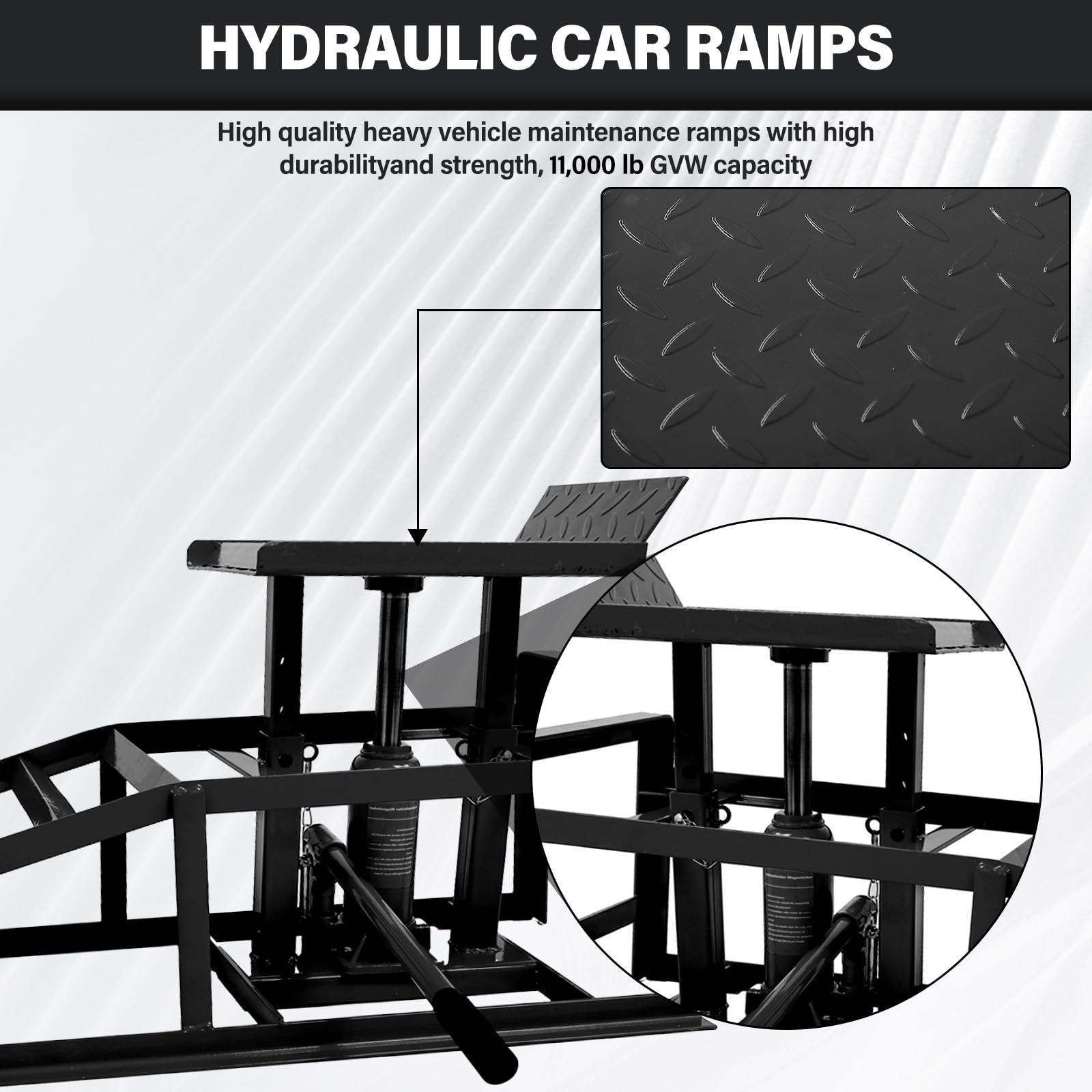 Heavy Duty Hydraulic Car Ramps - 2PCS 5 Ton (10,000 LBS) Portable Vehicle Lift for Auto Repair | High Lift Car Ramps for Home Garage & Professional Use | Perfect for Oil Changes, Tire Rotation & Underbody Maintenance