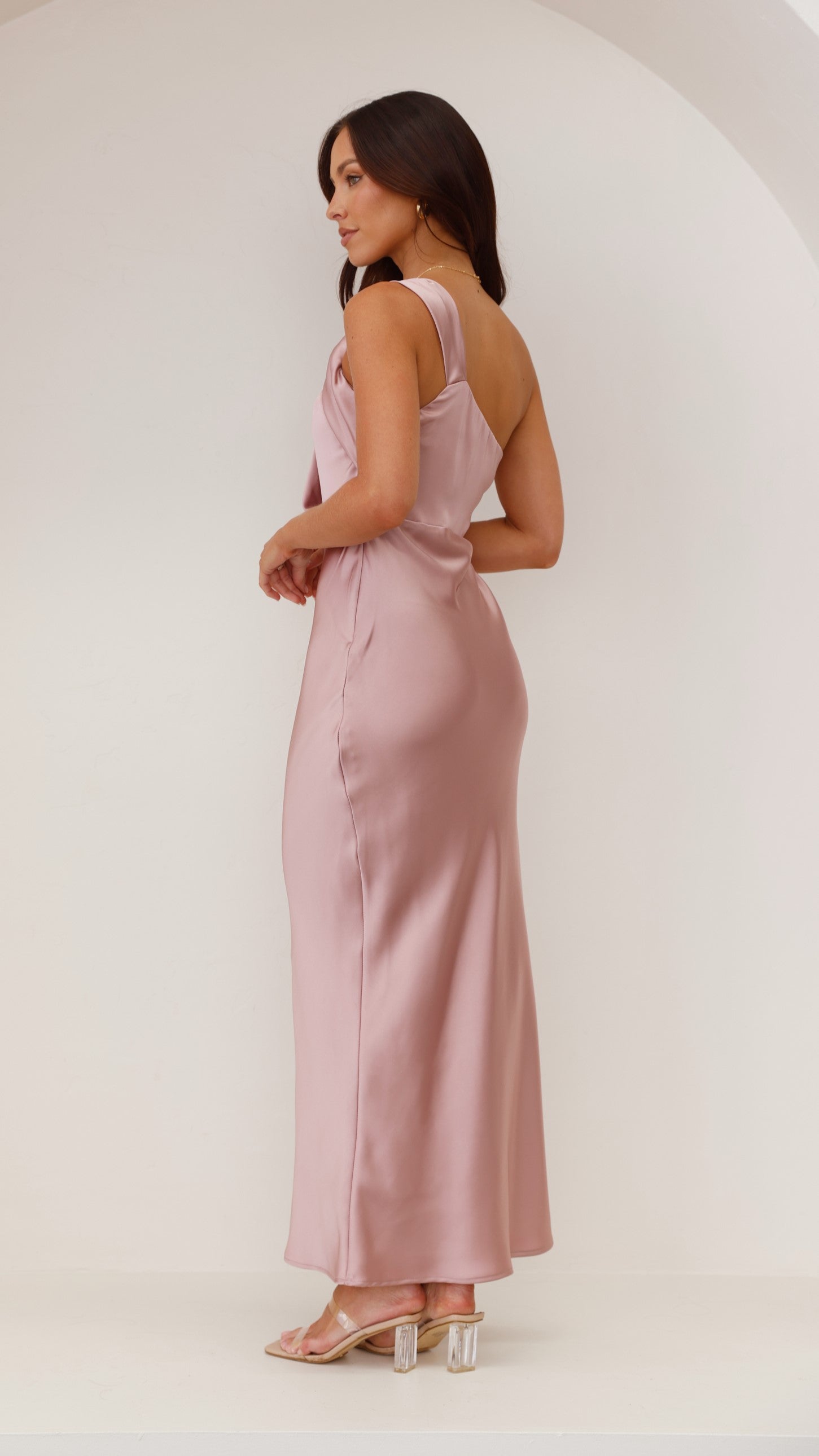 Greta Maxi Dress for Women - Elegant Dusty Pink Flowy Long Dress for Summer, Beach, Wedding & Special Occasions