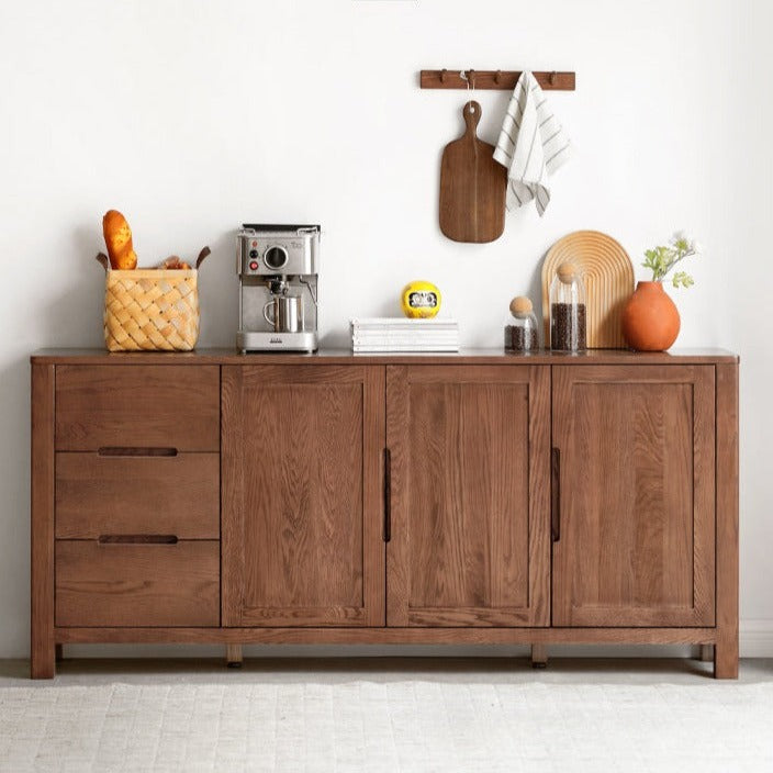 Oak Solid Wood Nordic Sideboard - Modern Scandinavian Buffet Cabinet for Dining Room & Living Room Storage