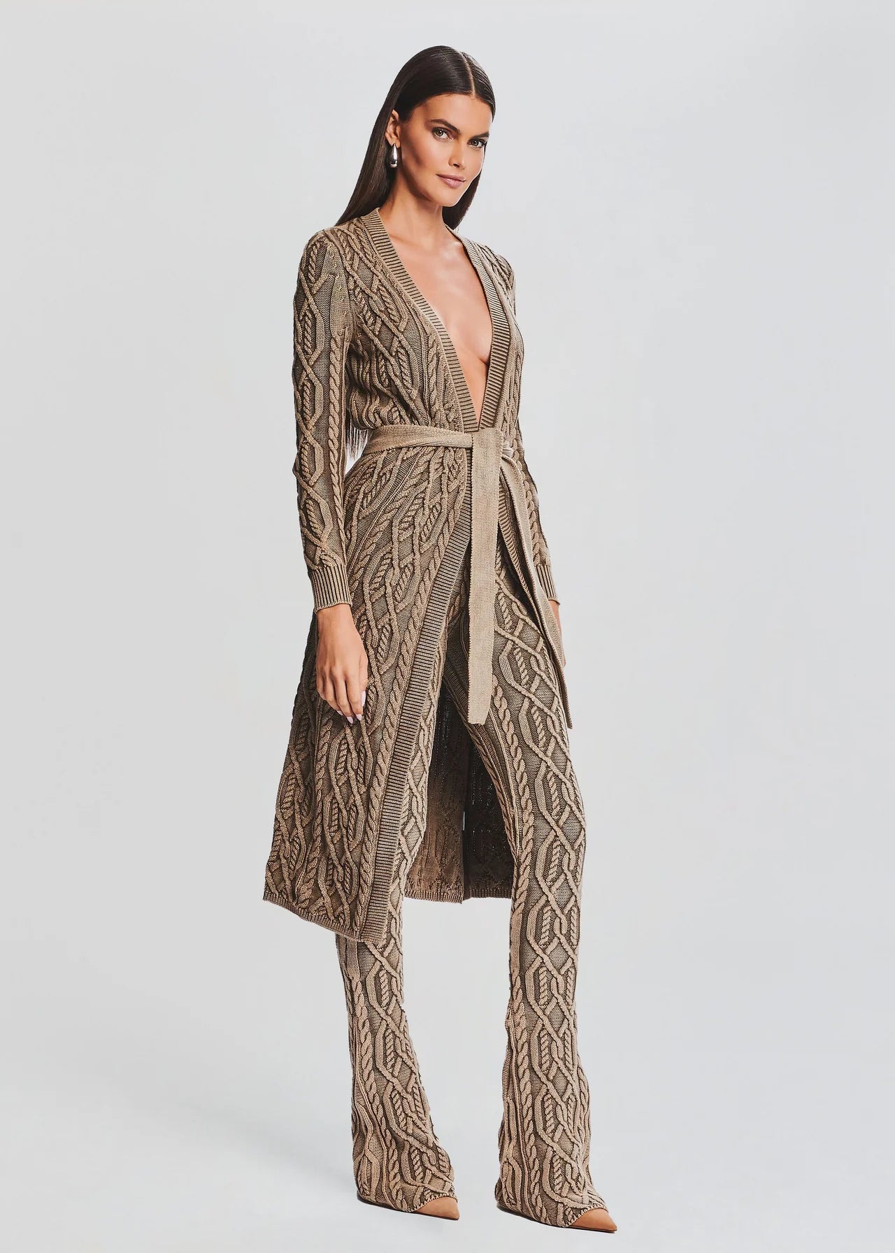 Adaline Cable Knit Cardigan for Women - Soft & Cozy Tan Sweater - Perfect for Fall & Winter Outfits, Office Wear & Casual Dates