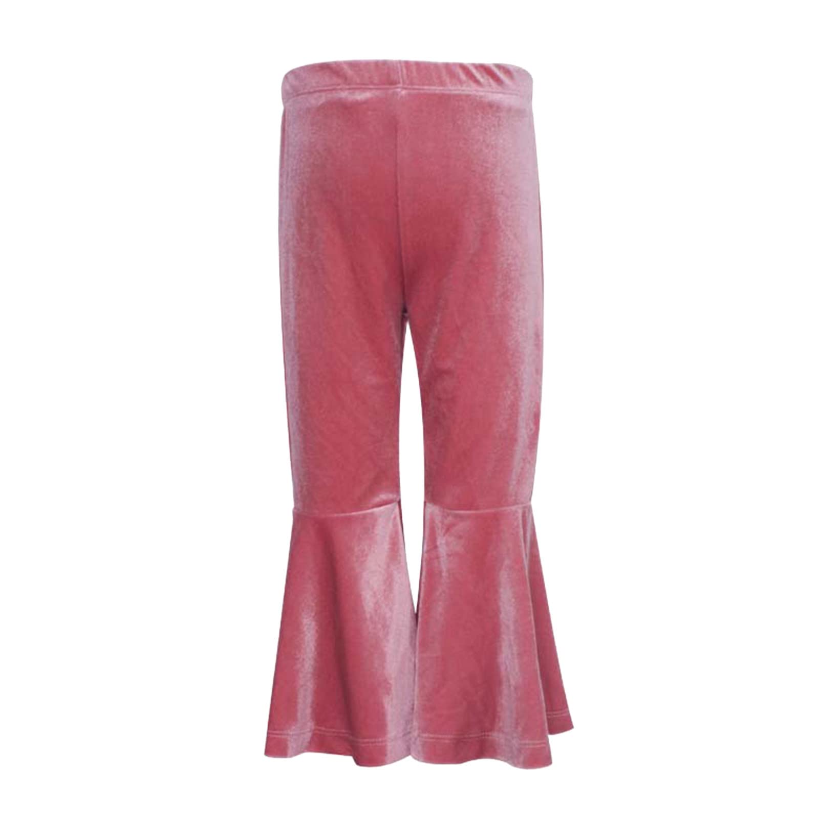 SRTUMEY Toddler Girls Velvet Flare Pants with Ruffle Trim - Soft Bell Bottom Leggings for Baby Girls (1-3 Years) - Perfect for Playdates, Parties & Holiday Outfits