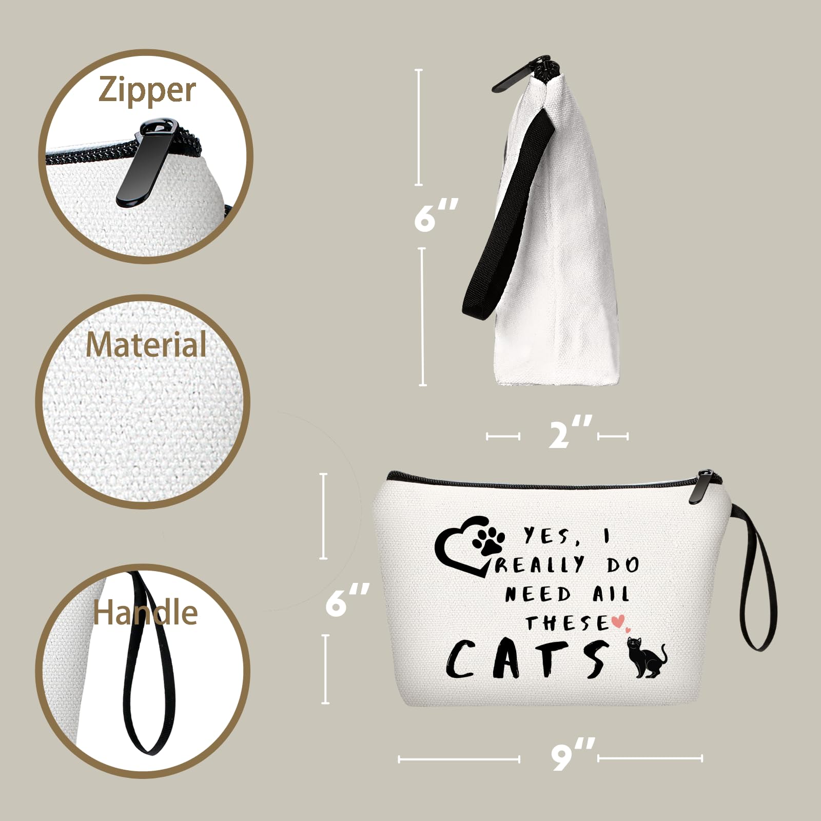 SEAMOON Cat Lifts for Cat Lovers - Funny Cat Makeup Bag & Gift Set for Women | Perfect Birthday, Memorial & Crazy Cat Lady Party Supplies | Great for Cat-Themed Parties, Gifts & Everyday Use