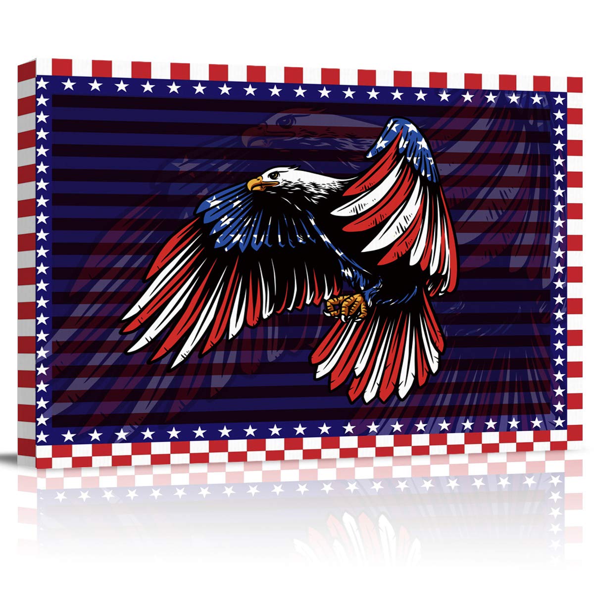 American Eagle Flag Canvas Print - Stretched & Framed Abstract Wall Art for Office, Living Room, Bedroom & Bathroom Decor (24x32 Inches) | Patriotic Home & Office Wall Decor
