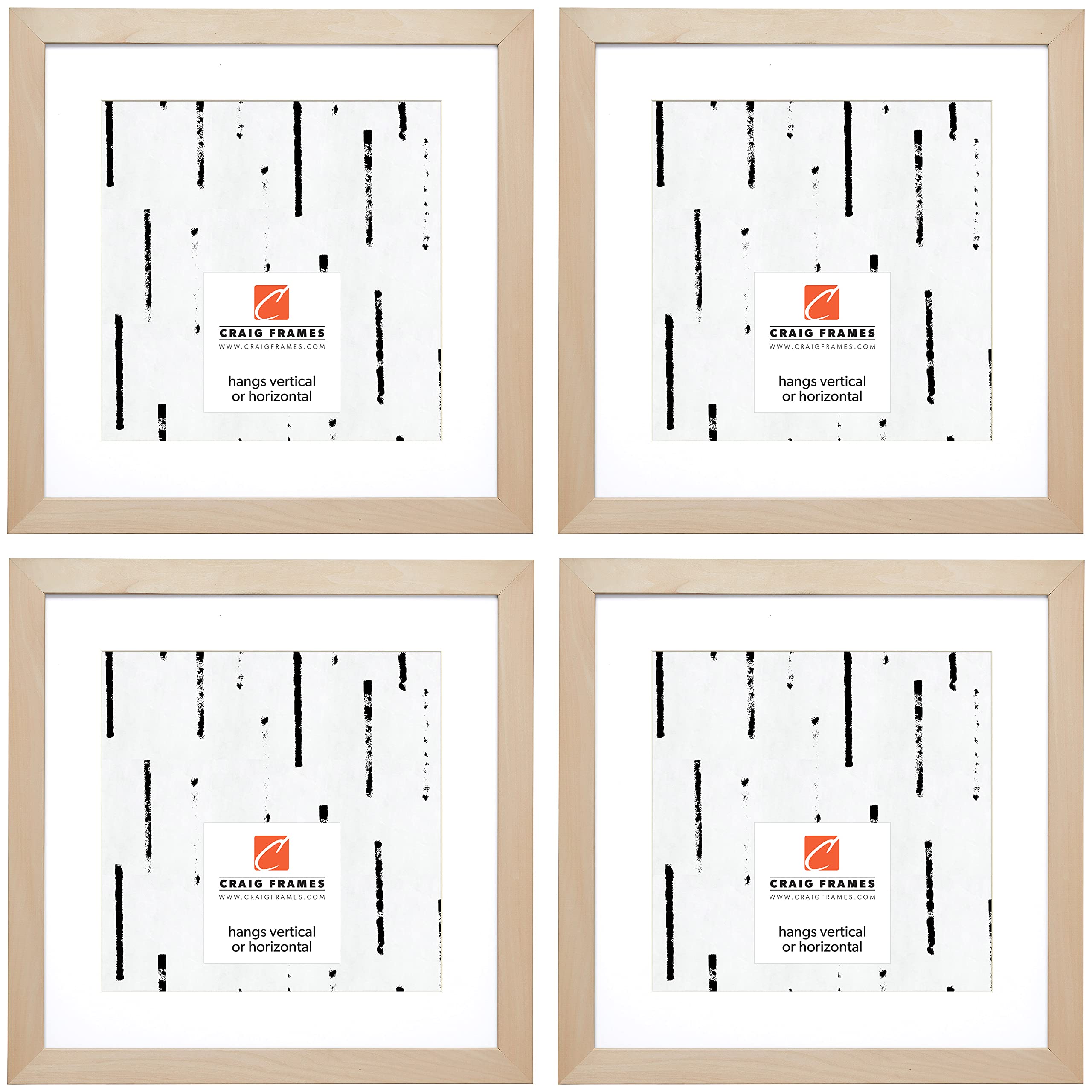 DIY Unfinished Wood Picture Frame 20x20 Inch - Natural Wood Photo Frame Set of 4, Mats to Display 16x16 Inch Photos - Perfect for Home Decor, Wall Art & Gift Giving