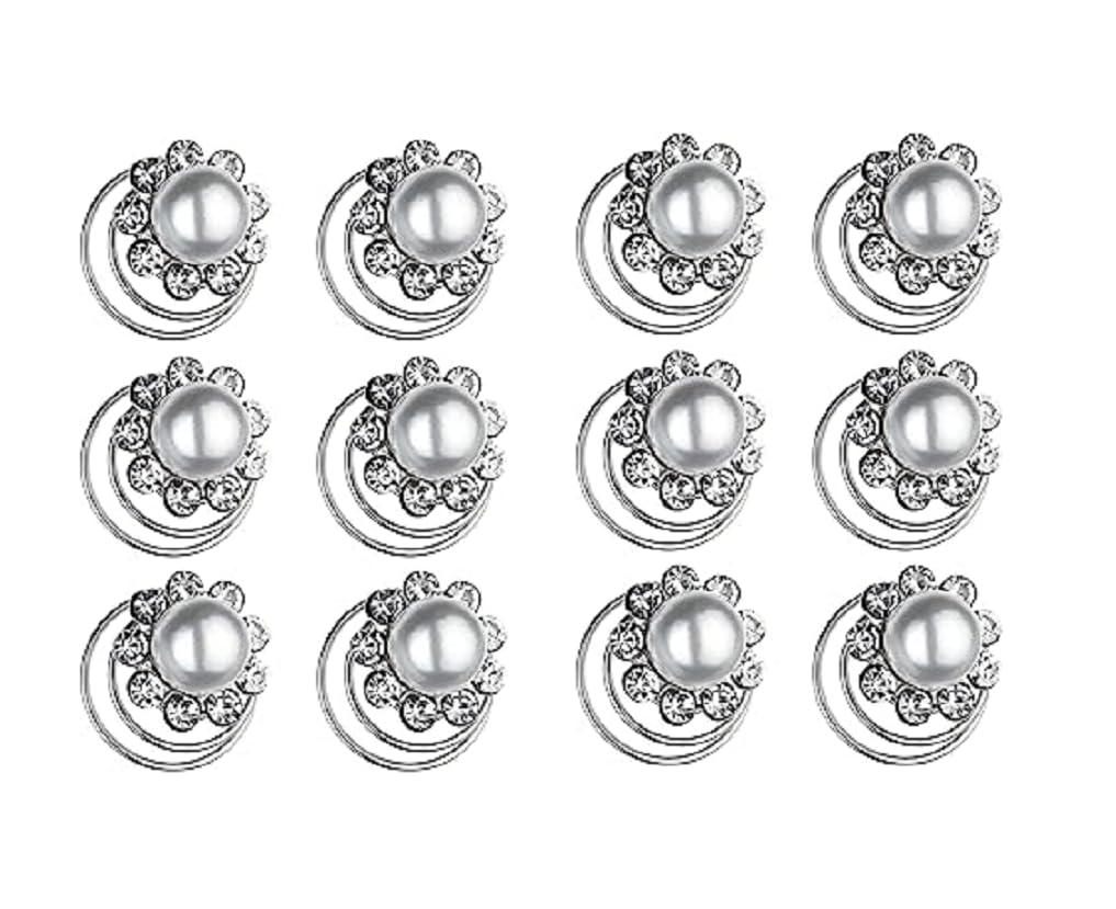 12pcs Spiral Hair Pins Clips - Mini Rhinestone Swirl Hair Twists Coils for Braids, Bridal & Wedding Hairstyles - Elegant Hair Jewelry Set for Women & Girls - Perfect for Prom, Parties and Special Occasions
