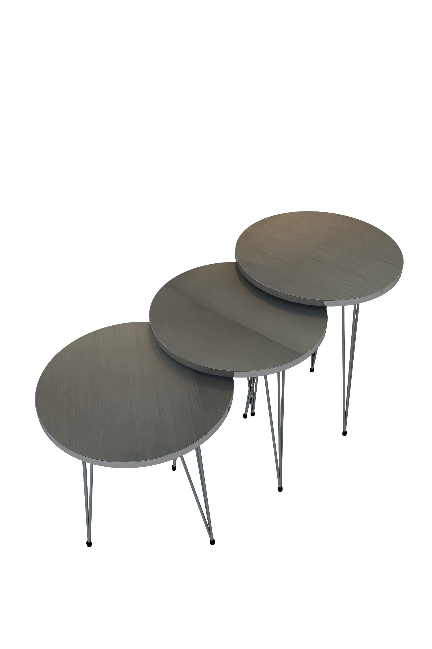 PAK HOME Set of 3 Round Wood Nesting End Tables with Metal Legs - Stackable Coffee & Side Accent Tables for Living Room, Bedroom Nightstand, Home Office | Space-Saving Furniture for Small Apartments & Modern Decor