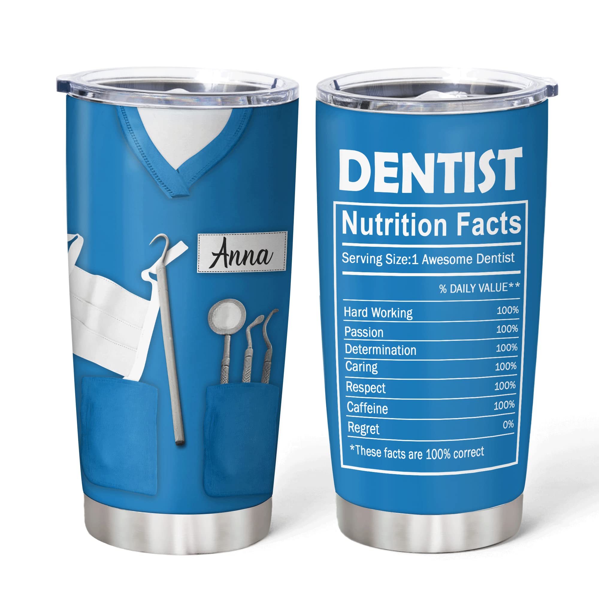 Personalized Dentist Tumbler - Custom Name Stainless Steel 20oz Insulated Cup with Lid - Perfect Gift for Dentists, Dental Hygienists, Men & Women - Birthday, Graduation, Appreciation Present - Ideal for Office, Clinic & Daily Hydration