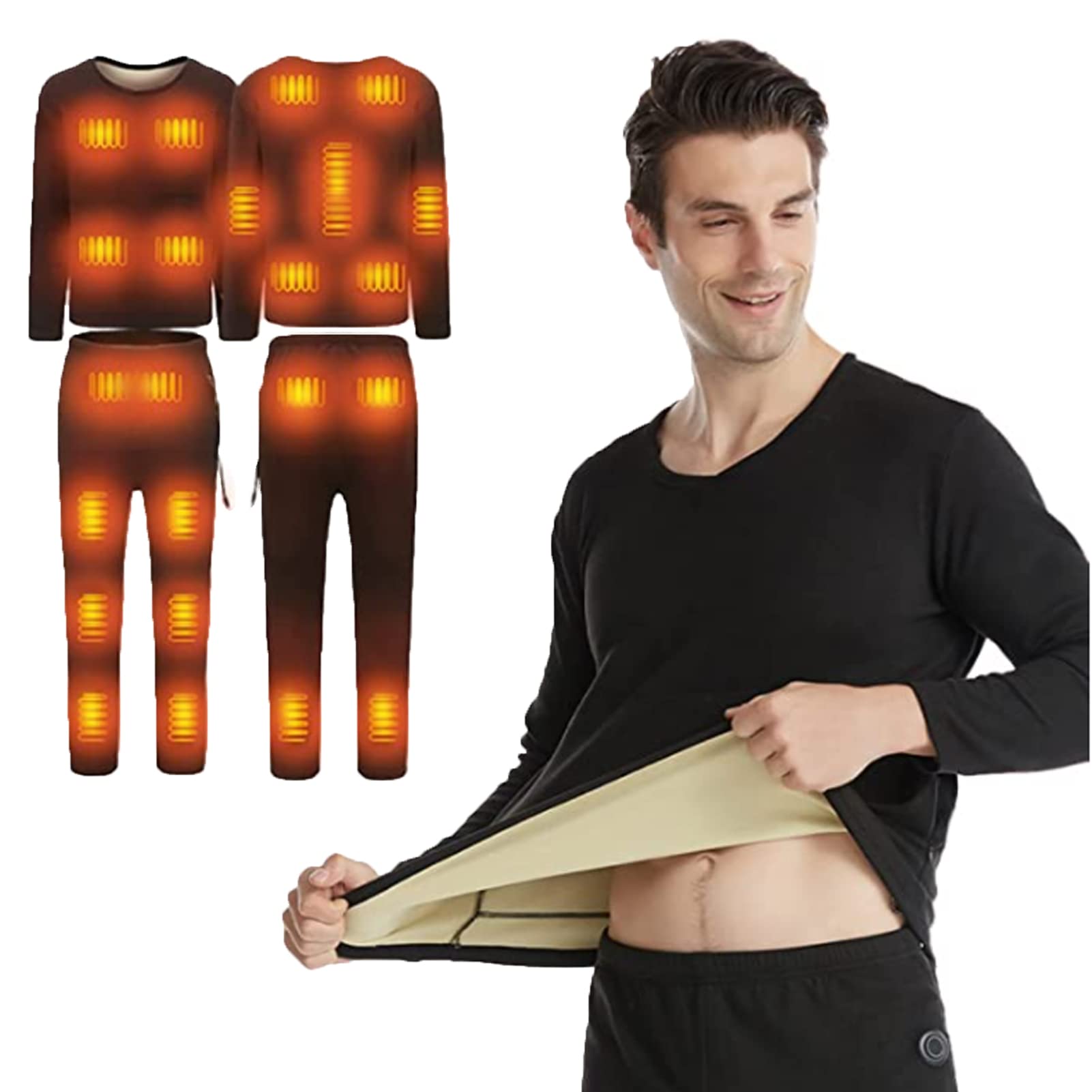 Y-Rachael 22-Zone Smart Electric Heated Base Layer Set - Thermal Underwear Top & Sweatpants for Men & Women - Perfect for Winter Sports, Outdoor Work & Cold Weather Activities