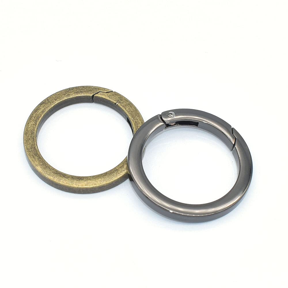 34mm Bronze Spring Gate Rings - 4 PCS Flat Large O Rings for Keychains, Purses & Handbags Hardware | Durable Snap Hooks for DIY Crafts, Jewelry Making & Accessories