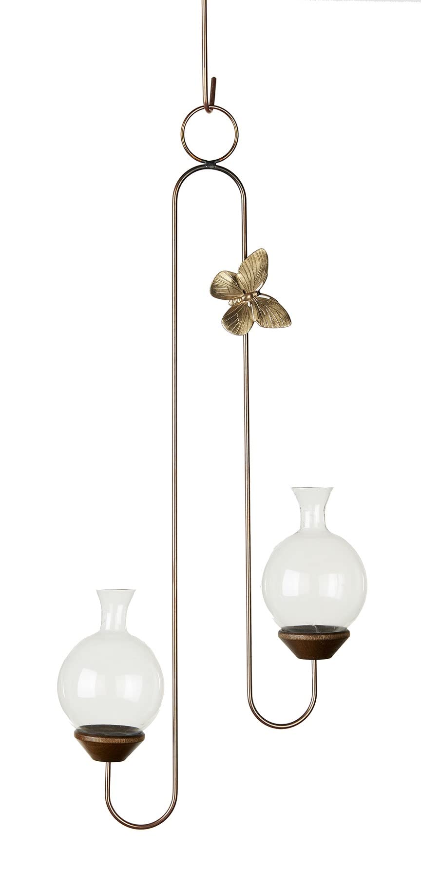 Double Hook Hanging Plant Rooter Vase - Glass Propagation Station for Indoor Plants, Hydroponic Growing, Herb Garden Starter Kit - Perfect for Windowsill, Balcony & Home Decor