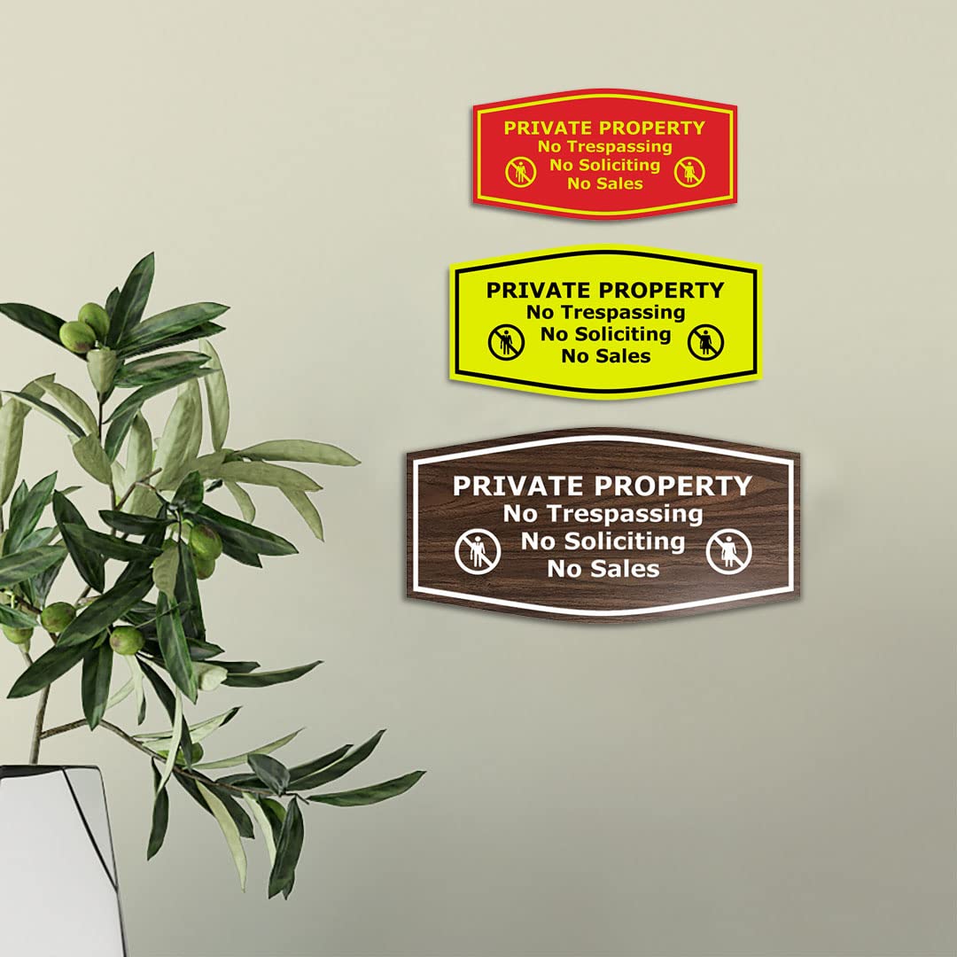 Premium Private Property No Trespassing No Soliciting Sign - Light Gray Small Metal Sign for Home Security & Outdoor Warning (Perfect for Driveways, Gates & Backyards)