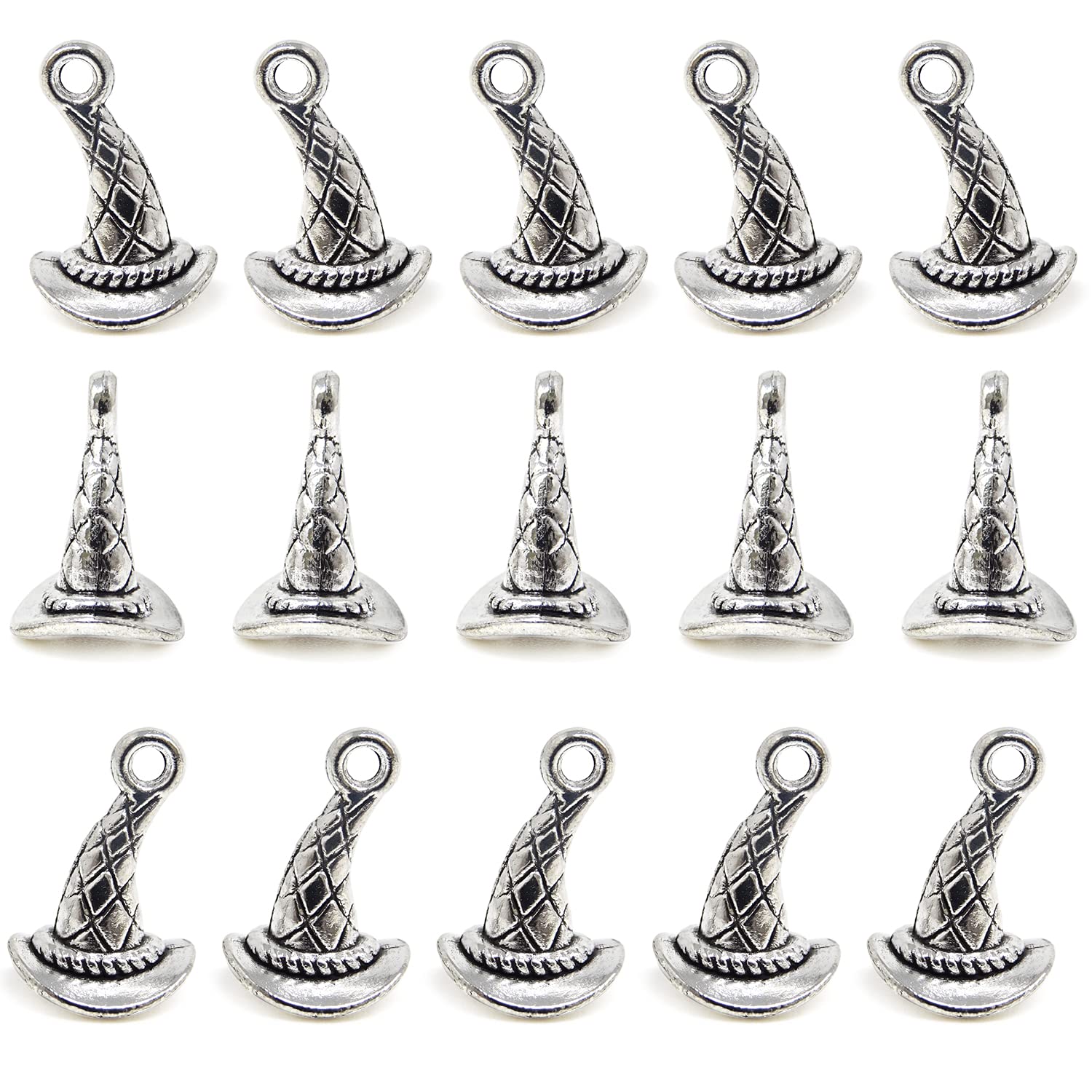 Honbay 35PCS Alloy Witch Hat Charms - Wizard Hat Pendants for DIY Jewelry Making (Earrings, Bracelets, Necklaces) - Perfect for Halloween, Christmas Crafts & Gothic Accessories