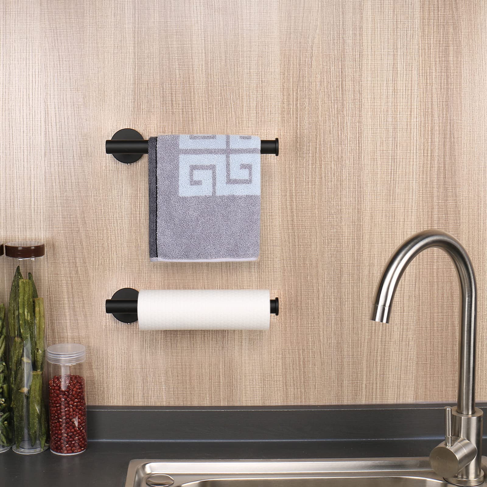 NearMoon 9 Inch Stainless Steel Hand Towel Holder - Rustproof Wall Mounted Towel Ring for Bathroom, Matte Black (1 Pack) | Modern Bathroom Accessories for Kitchen, Spa, or Guest Bath Decor