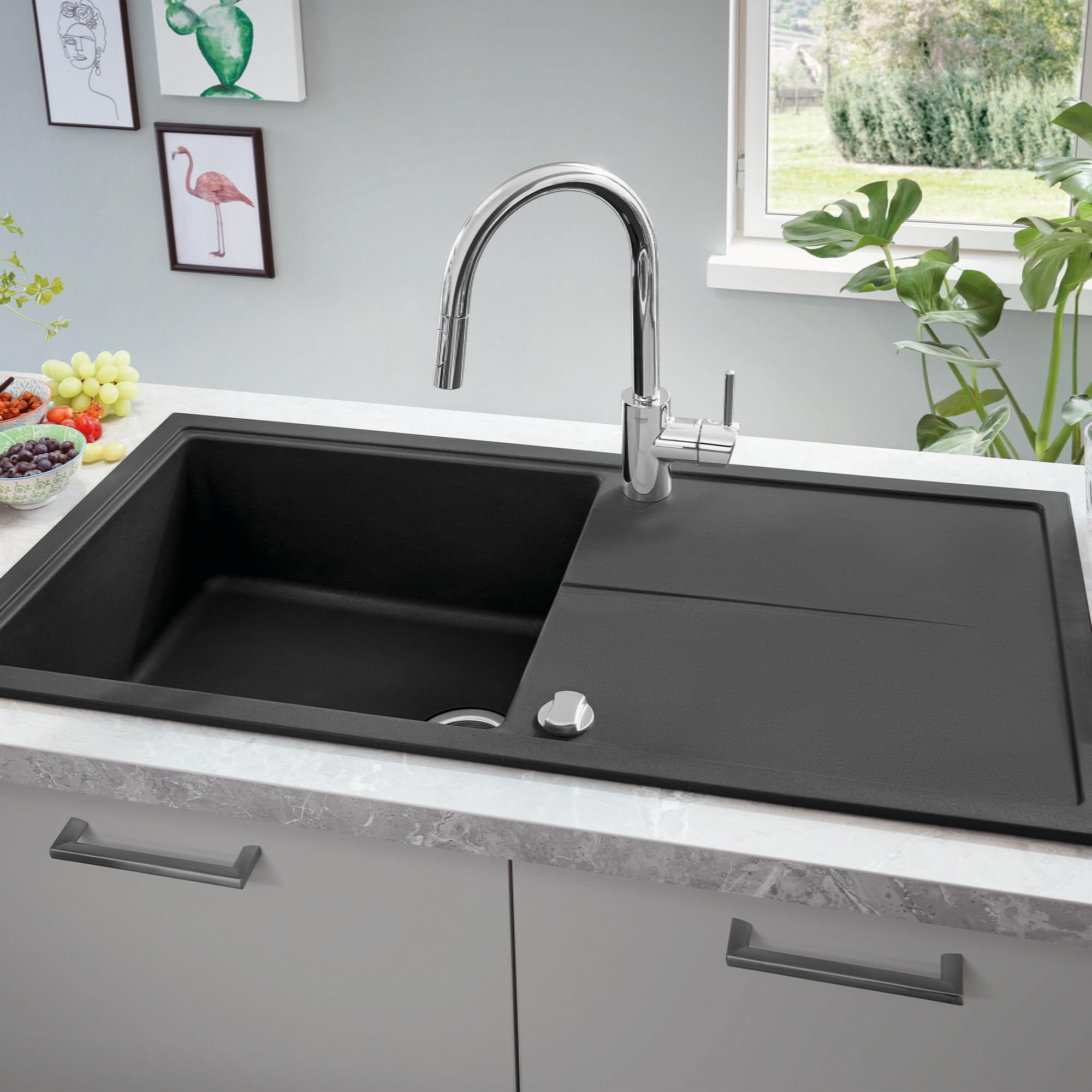 GROHE 31479001 Concetto Prep Kitchen Faucet Chrome - Modern Pull-Down Sprayer Faucet for Kitchen Sink, Perfect for Cooking, Washing Dishes & Food Prep