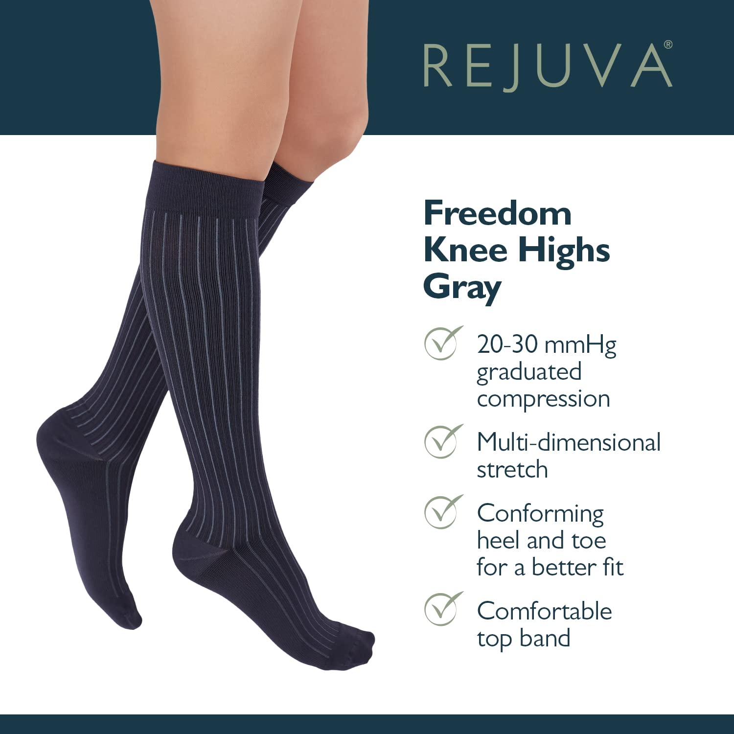 Freedom 20-30 mmHg Knee High Compression Socks for Men & Women - Circulation Support, Running, Travel & Work - Comfortable Long Socks for Nurses, Athletes & Daily Use
