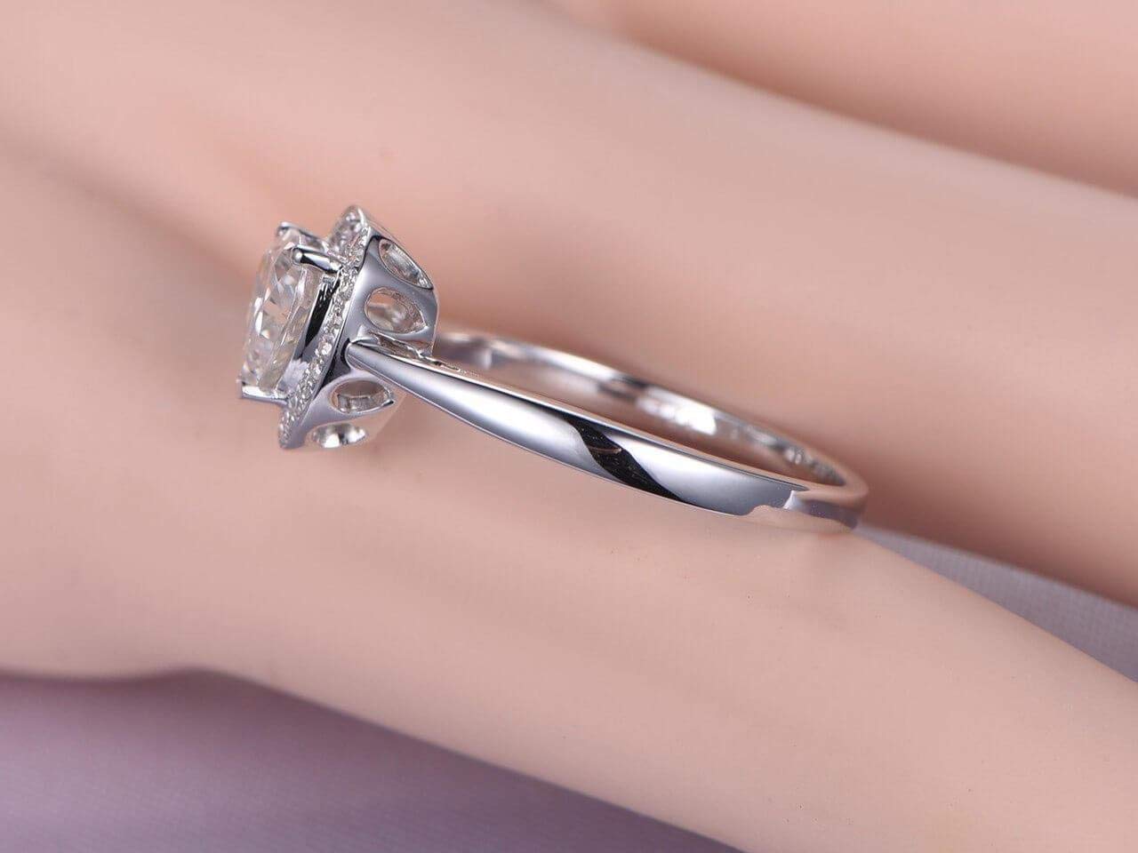 1.25Ct Heart Moissanite Diamond Wedding Ring 18k Gold Plated for Bridal Jewelry