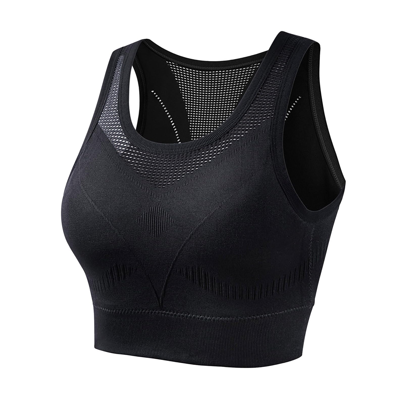 Women's Mesh Sports Bras - Racerback Padded Workout Tank Top with Wireless Support | Breathable Yoga & Gym Sports Bra for Summer | Perfect for Running, Fitness Training & Activewear