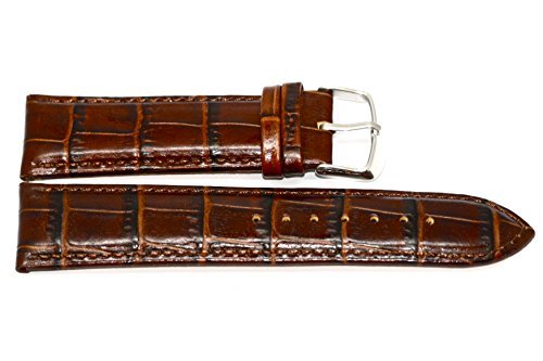 24MM Brown Dark Alligator Grain Genuine Leather Watch Band Strap - Fits Invicta & Other Watches - Premium Replacement Strap for Dress Watches & Formal Occasions