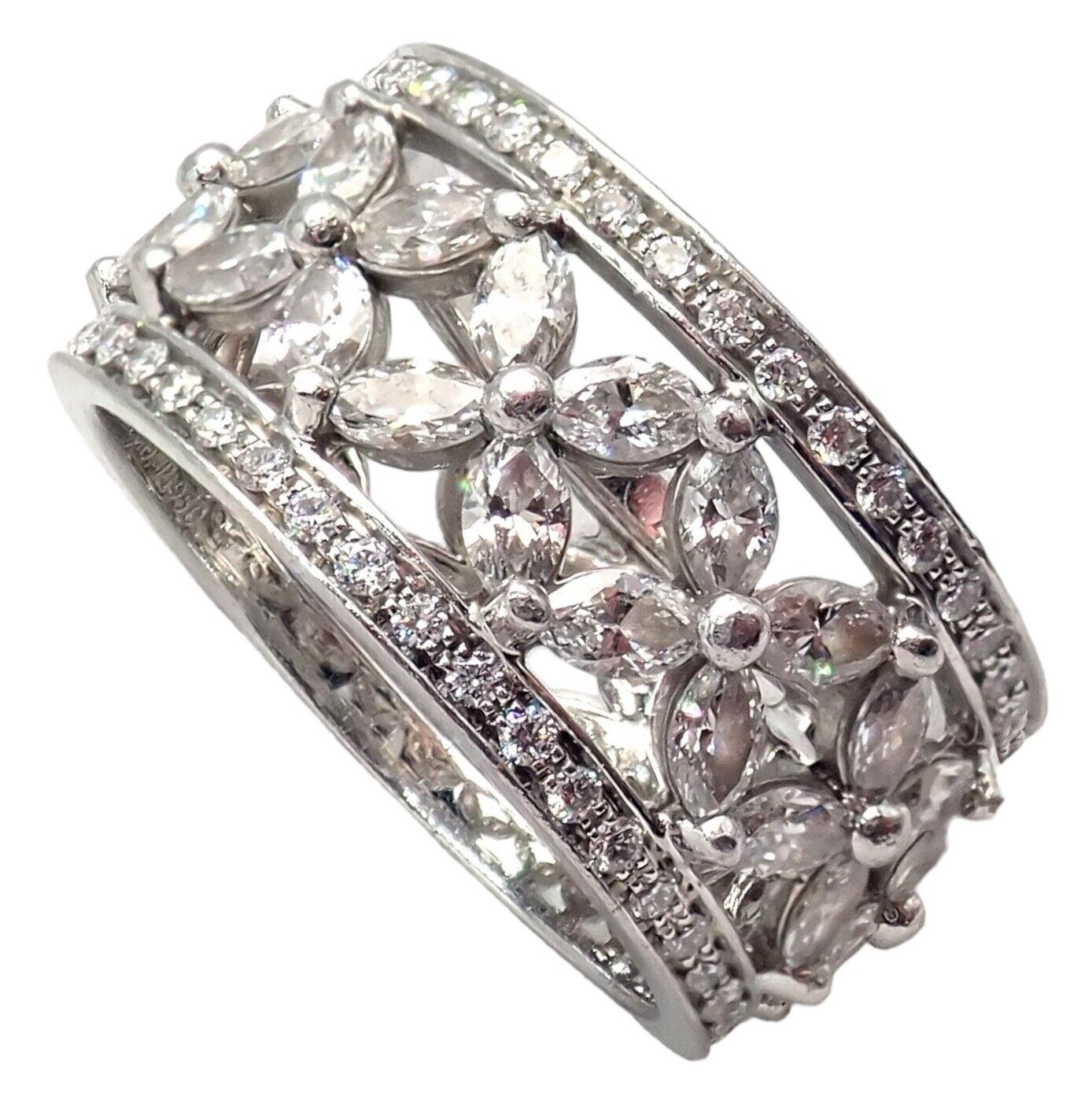 Authentic Tiffany & Co Platinum 2.34ctw Diamond Victoria Wide Band Ring Size 5.5 - Elegant Wedding, Anniversary & Special Occasion Jewelry Gift for Women