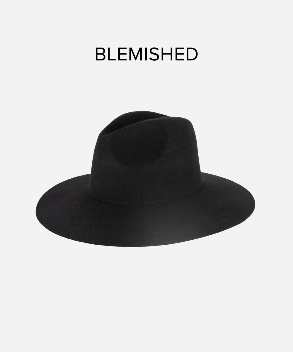Scottie Wide Brim Fedora Hat for Men & Women - Classic Black Vintage Style Sun Hat for Outdoor Activities, Beach, Travel & Fashion - Blemished Model