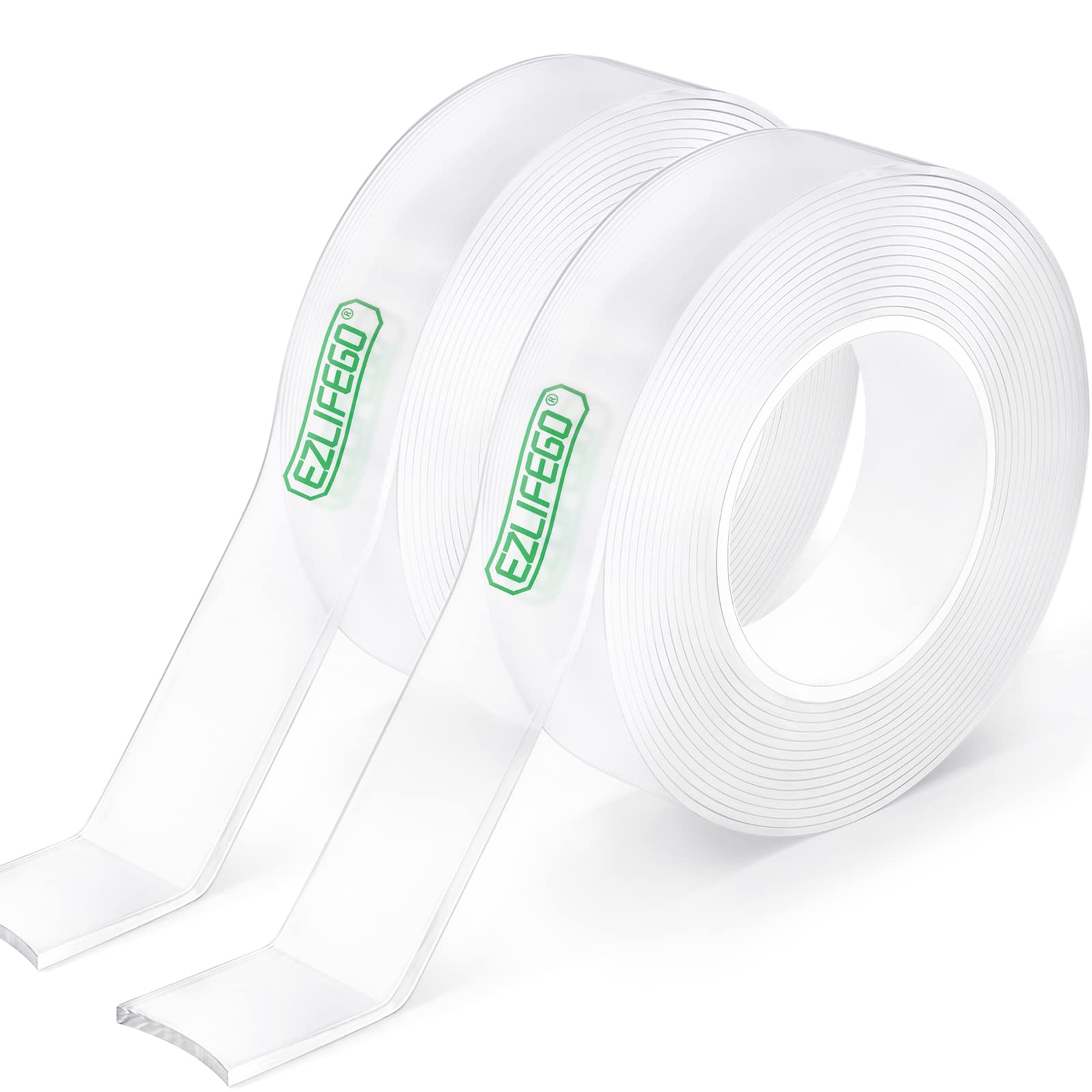 Extra Strong Double Sided Tape - 2 Pack (396 Inch Total) Heavy Duty Clear Mounting Adhesive for Walls | Removable Nano Picture Hanging Strips & Poster Tape | Perfect for Home Decor, Photo Frames, Wall Art & Office Organization