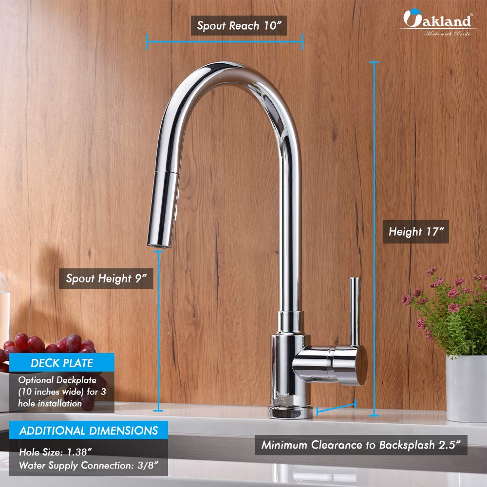 Chrome Kitchen Faucet with Pull Down Sprayer - High Arc Brass Sink Faucet for Modern Kitchens