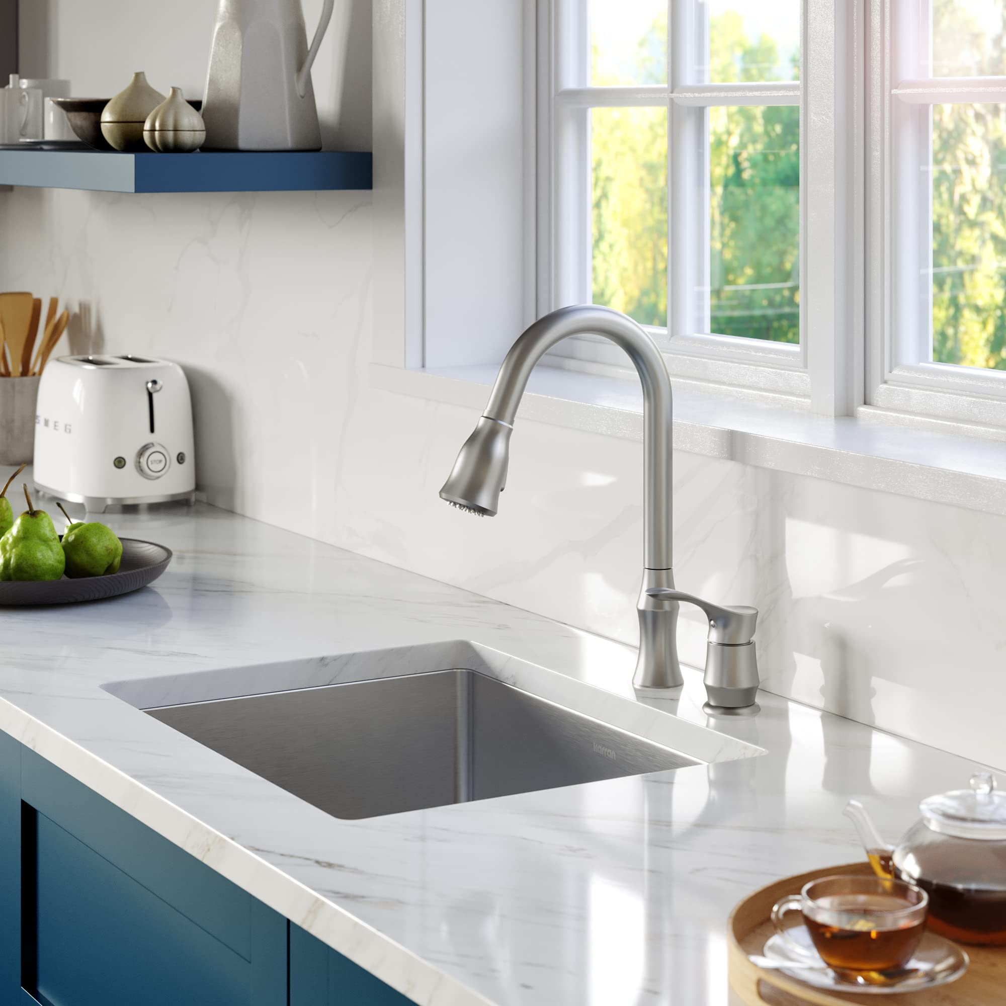 Karran EL-73-PK1 23-Inch Undermount Single Bowl Stainless Steel Kitchen Sink Kit - Perfect for Modern Home Kitchens & Restaurant Prep Stations
