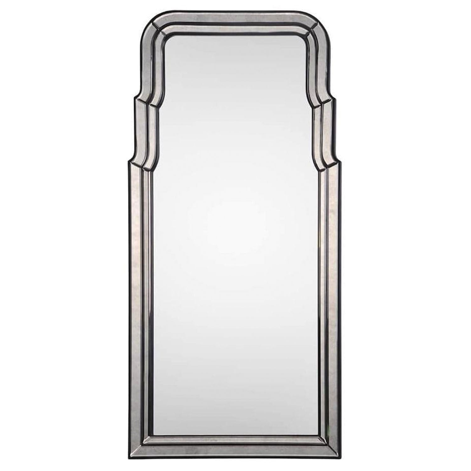 Bunny Williams Hand Carved Queen Anne Mirror - Antique Gold & Distressed White Finishes - Elegant Wall Decor for Living Room, Bedroom or Entryway