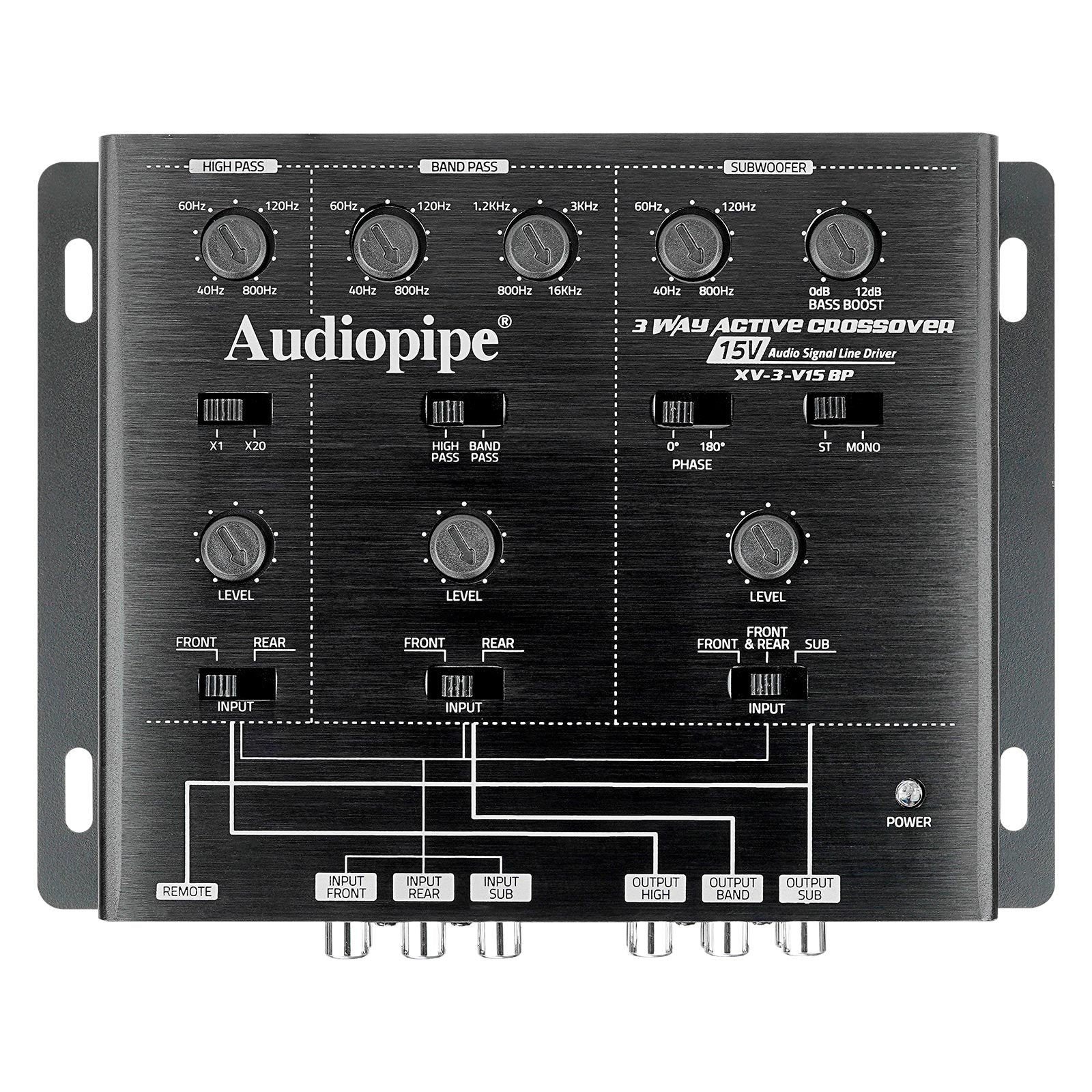 3-Way Active Crossover with Bandpass Filter for Car Audio Systems - XV-3-V15BP - Perfect for Home Theater & Professional DJ Setups