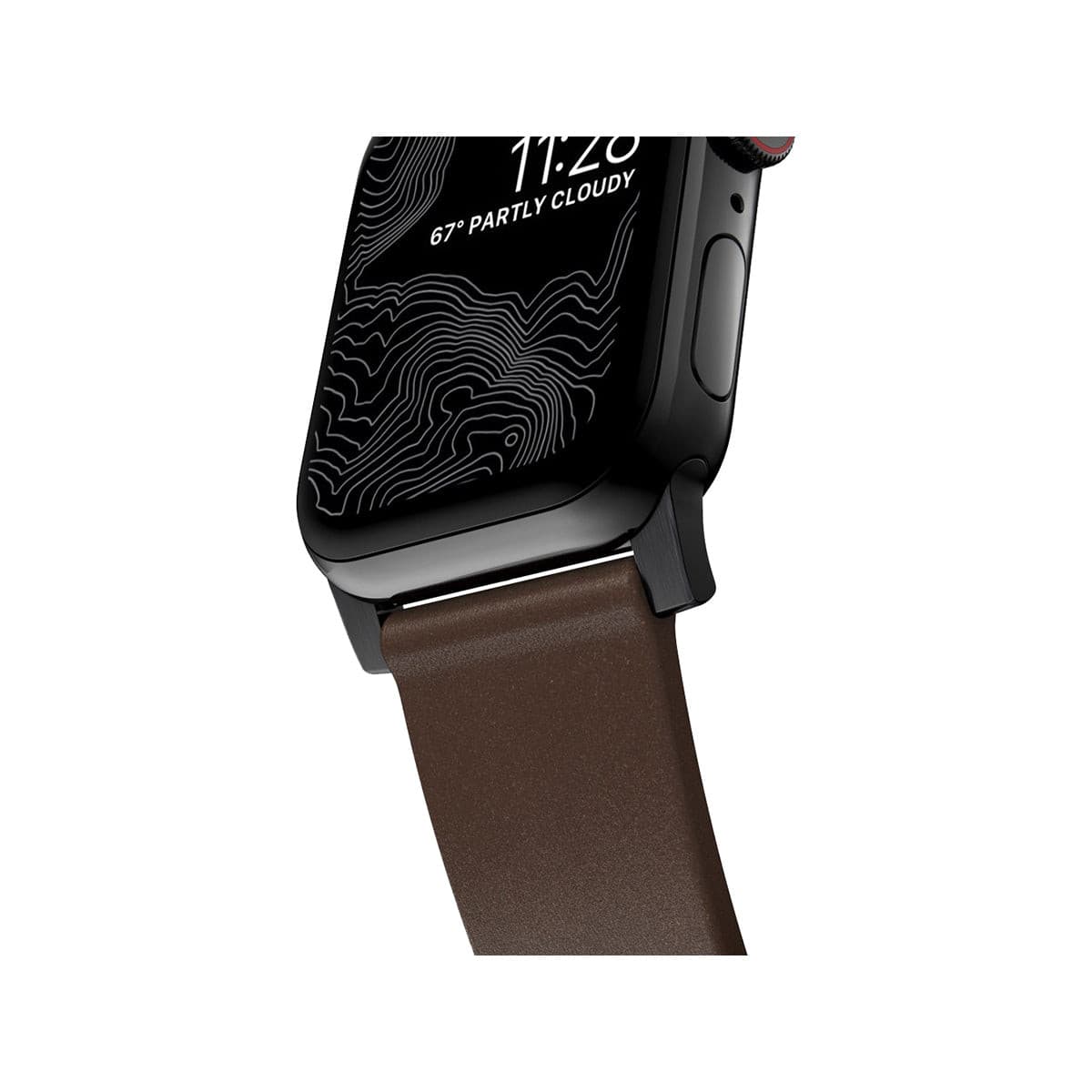 NOMAD Modern Leather Band for Apple Watch 45mm & 49mm - Genuine Brown Leather with Black Hardware | Perfect for Business, Casual & Everyday Wear