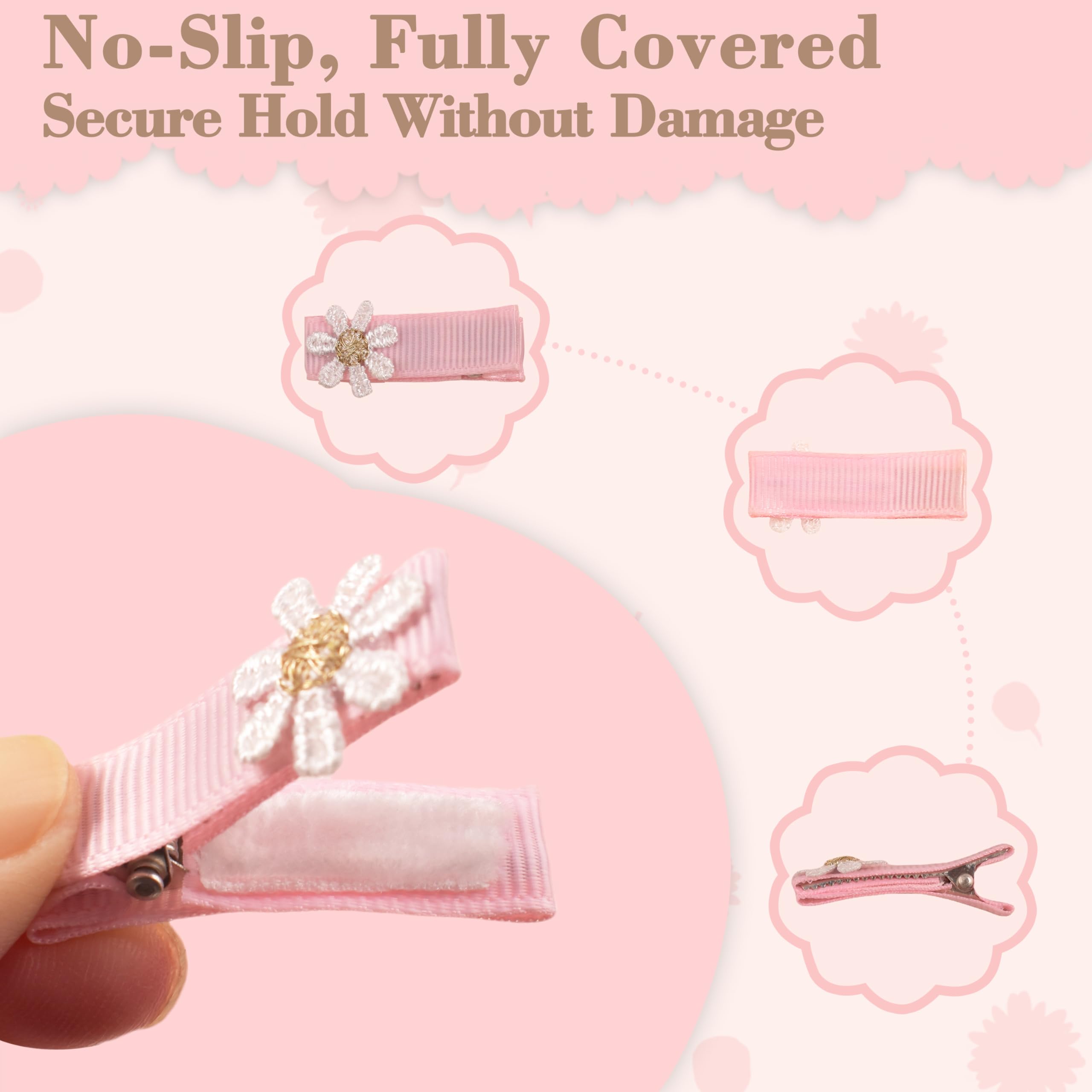 20pcs Daisy Flower Hair Clips for Baby Girls - Non-Slip Fully Lined Barrettes for Fine Hair, Floral Toddler Hair Accessories, Infant Newborn Blossom Hair Pins | Perfect for Daily Wear, Special Occasions & Photo Shoots