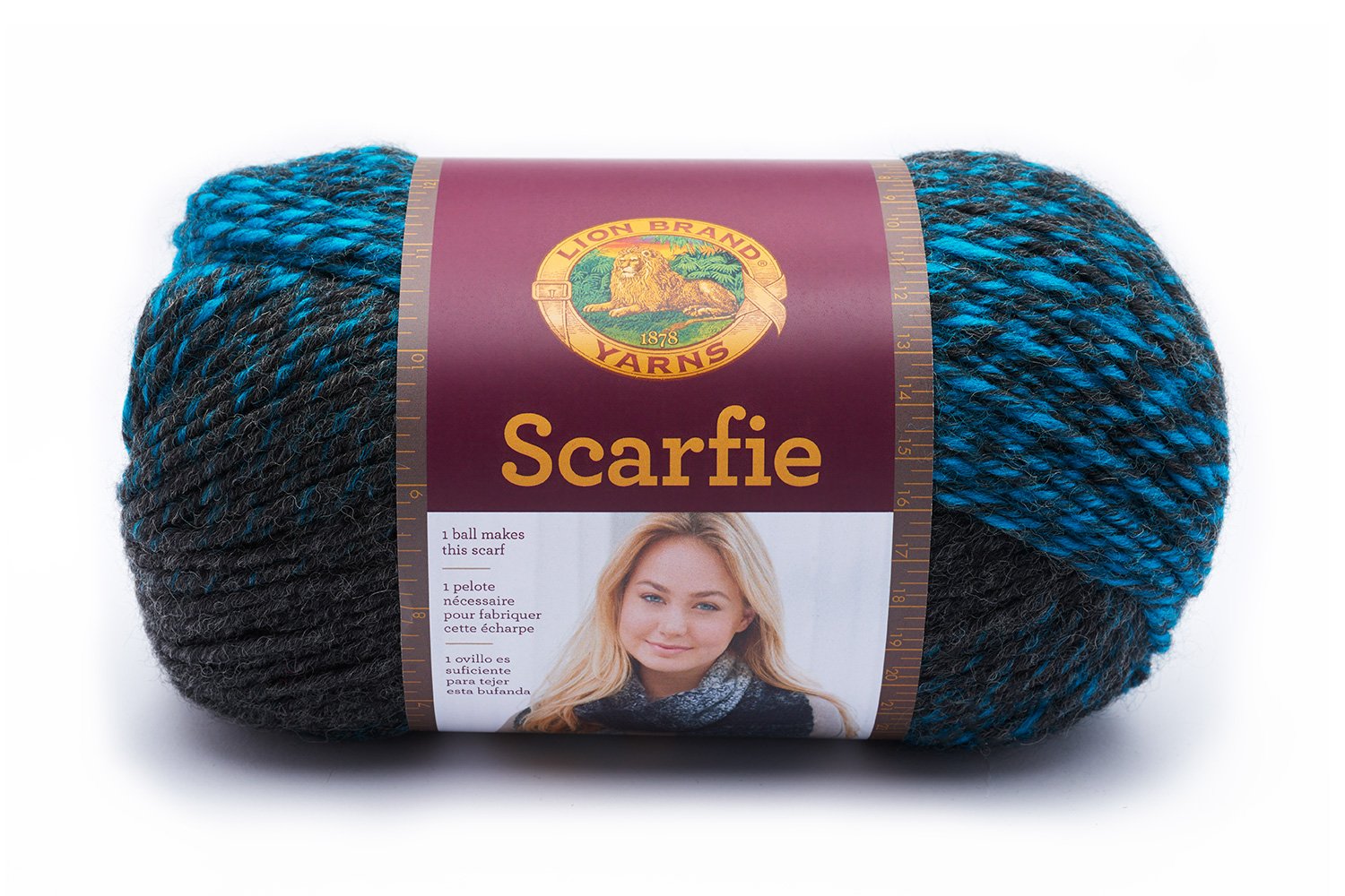 Lion Brand Yarn 826-209 Scarfie Yarn - Soft & Chunky Knitting Yarn, Charcoal/Aqua Ombre - Perfect for Scarves, Hats & Winter Accessories