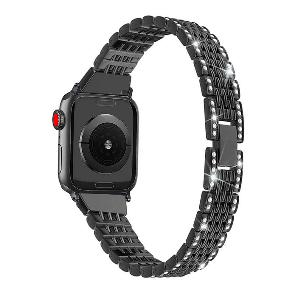 Mtozon Bling Bands for Apple Watch Series 8/7/6/5/4/3/2/1 (38mm/40mm/41mm/42mm/44mm/45mm) - Luxury Metal Dressy Bracelet Wristband for Women in Silver, Rose Gold & Black | Perfect for Parties, Weddings & Formal Events