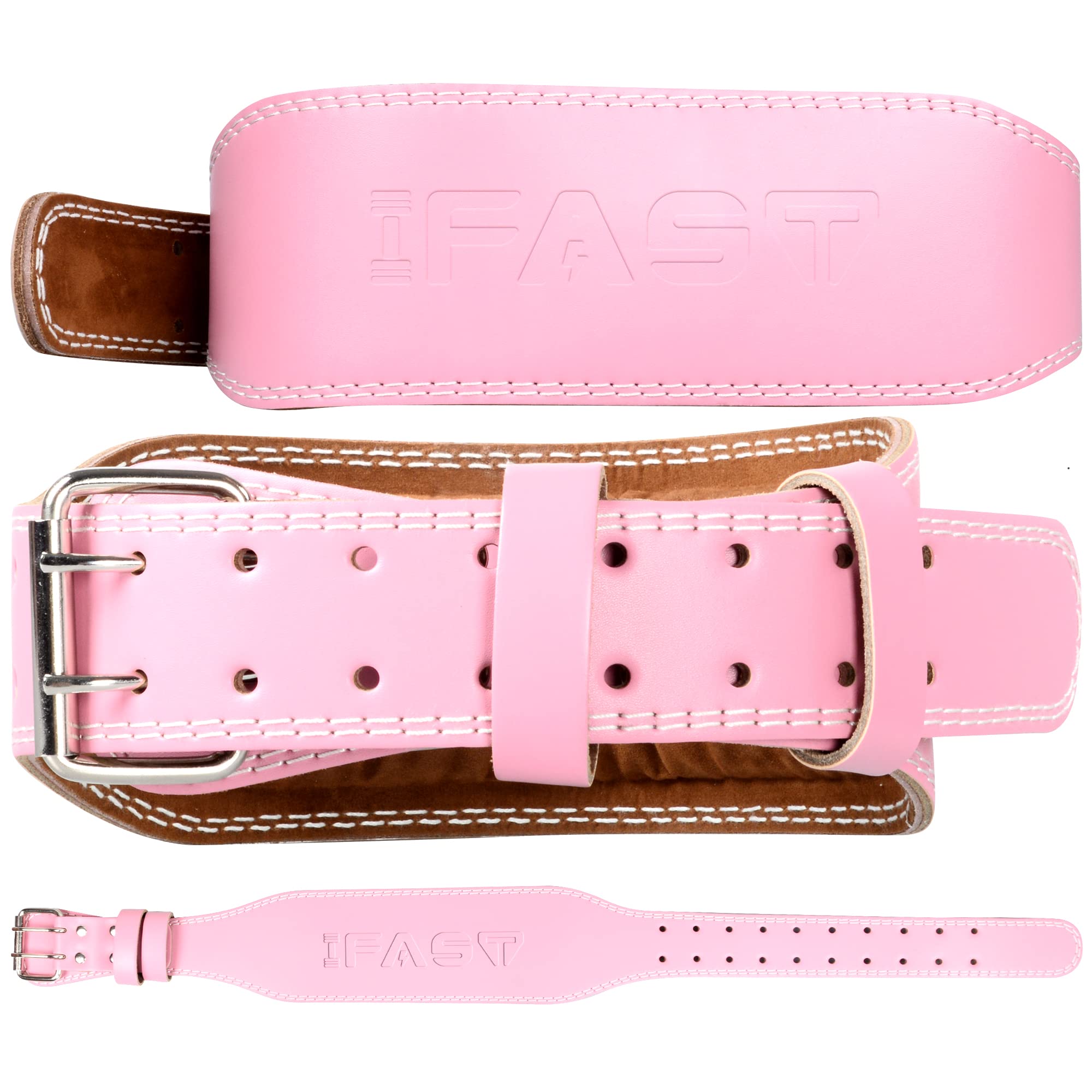 IFAST Leather Weight Lifting Belt for Men & Women - 4 Inch Padded Lumbar Support for Weightlifting, Deadlifts, CrossFit, Powerlifting & Squats - Gym, Home & Cross Training Workout Belt