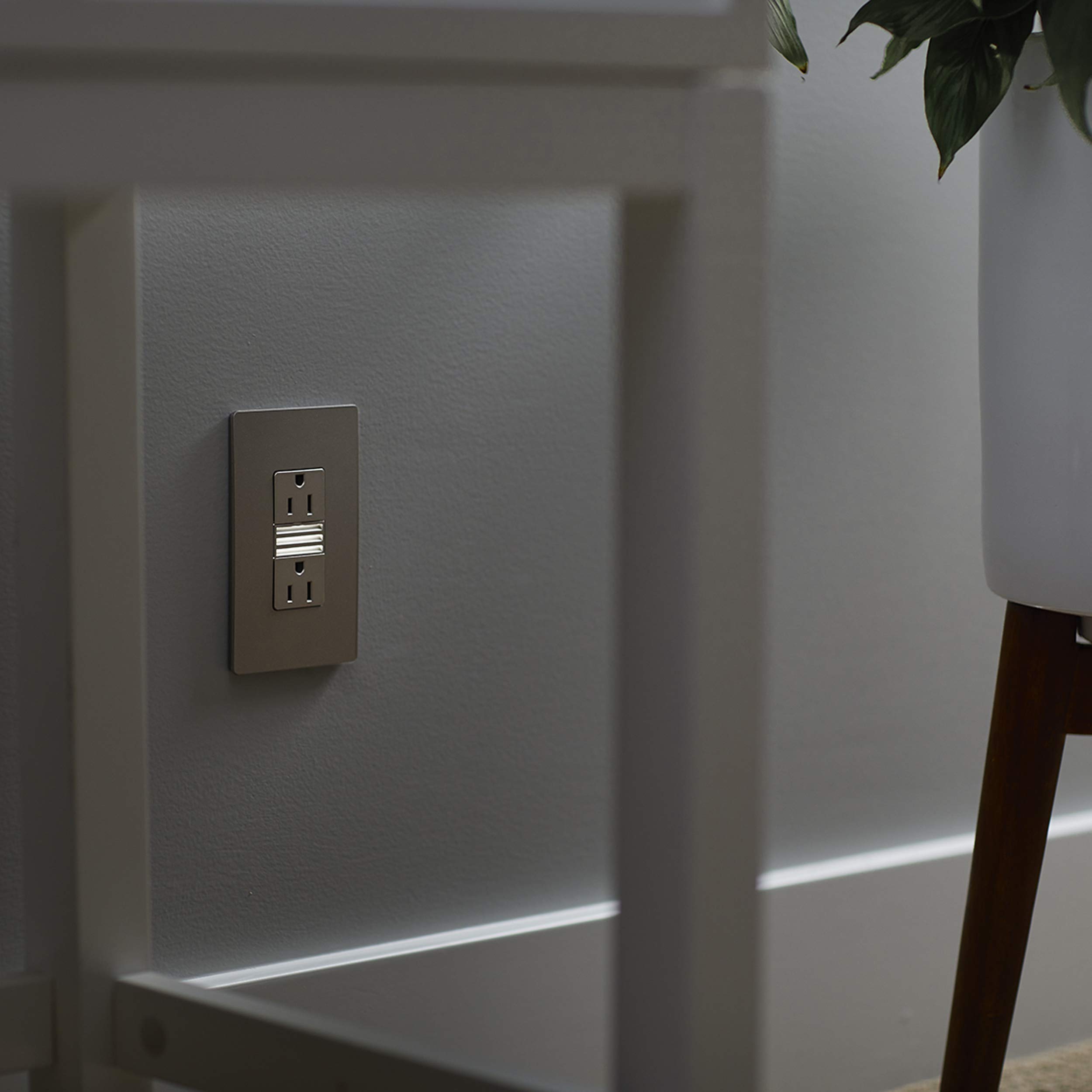 Legrand Radiant Screwless Wall Plates for Decorator Rocker Outlets - 1-Gang Brushed Nickel Cover (RWP26NICC6) - Perfect for Modern Home & Office Electrical Outlet Upgrades