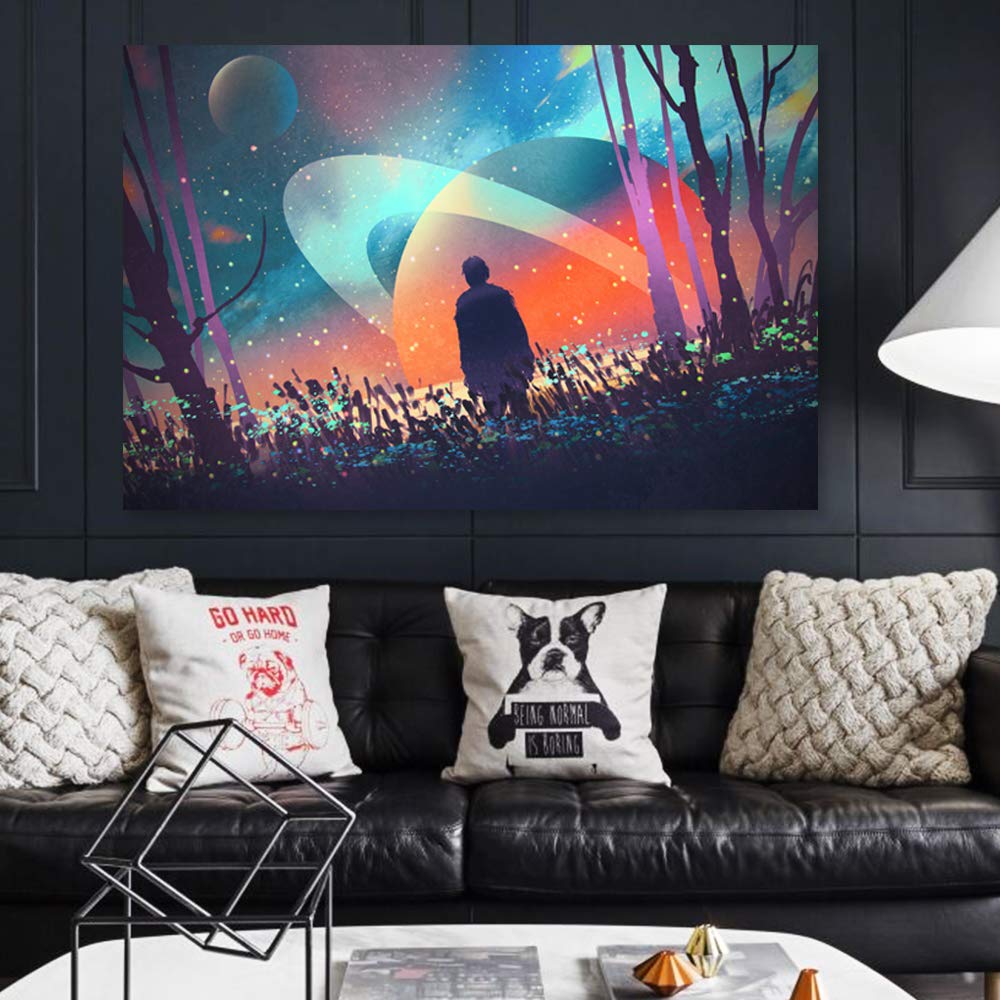 Wall26 Futuristic Cityscape Canvas Wall Art - 12x18 Inches Modern Urban Painting for Bedroom, Living Room, Office & Home Decor Framed Prints