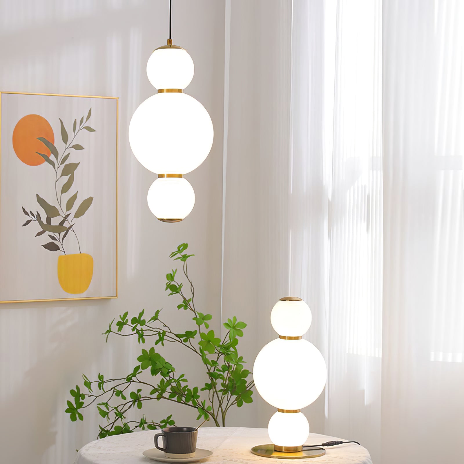 Modern Double Globe Pendant Light - Adjustable Hanging Chandelier for Kitchen Island, Dining Room & Bedroom Lighting - Industrial Vintage Style Ceiling Fixture