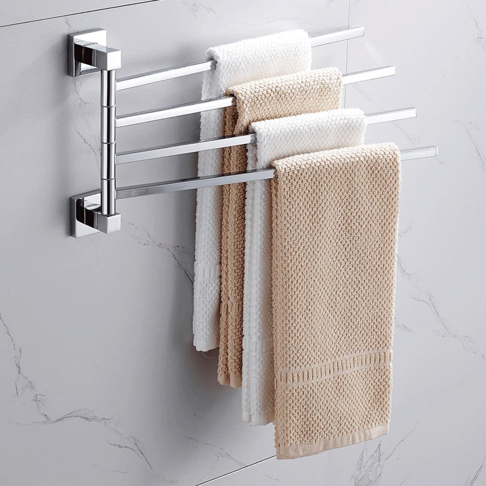 41CM Stainless Steel Rotating Towel Rack - Wall Mounted 360° Swivel Bathroom Organizer for Kitchen, Bathroom & Laundry Room | Space Saving Drying Rack for Towels, Clothes & Accessories (Color: Black)
