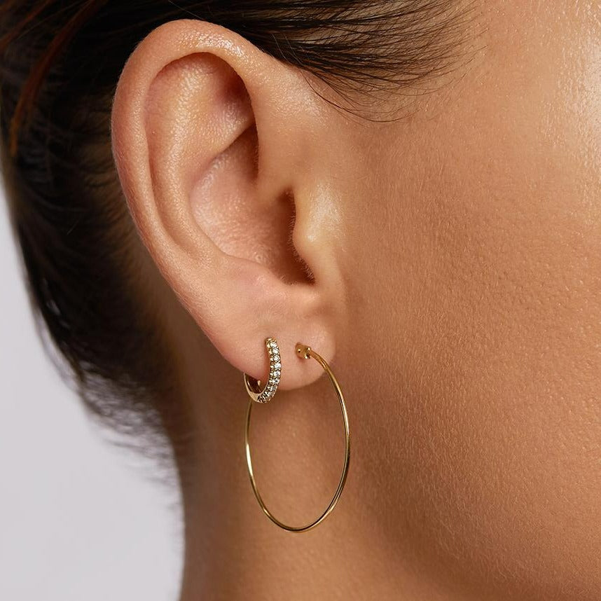 10k Gold Diamond Huggie Earrings for Women - Elegant Everyday Hoop Earrings for Work, Party & Special Occasions