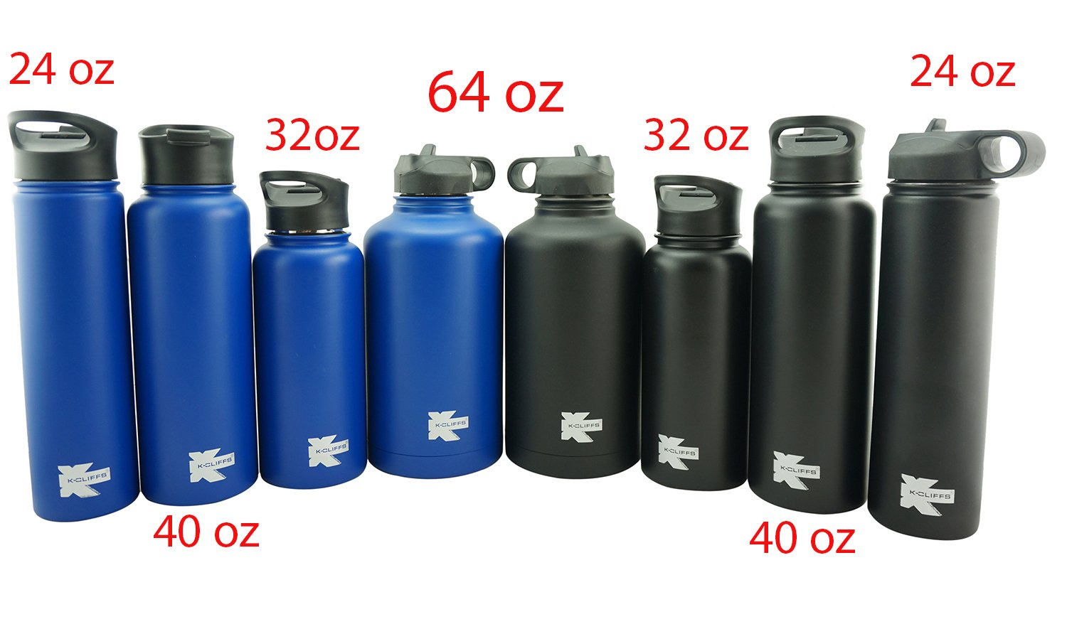 K-Cliffs Double Wall Vacuum Insulated Stainless Steel Water Bottle - 20oz/500ml BPA Free Sports & Travel Thermo Flask with 3 Lids (Straw, Coffee, Sport Cap) - Perfect for Gym, Hiking, Office & Outdoor Activities