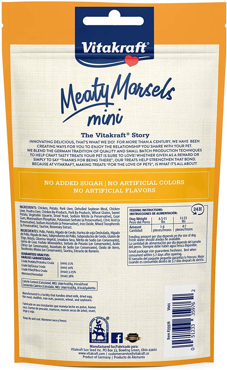 Vitakraft Chicken Mini Meaty Morsels Dog Treats - 3 Pack (1.69oz Each) with Sweet Potato - Grain Free, Natural Protein Snacks for Small & Medium Dogs - Perfect for Training, Rewards & Travel Treats