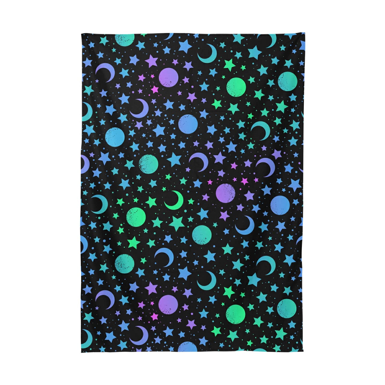 Elegant Mystical Moon & Stars Polka Dot Polyester Tablecloth 60x90 Inch - Perfect for Party Decor, Dinner Table Setting & Home Celebration