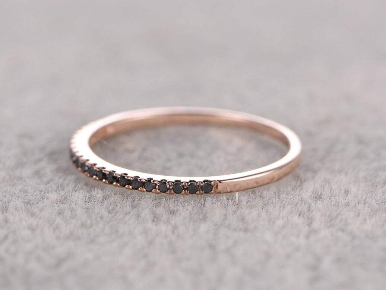0.25 Carat Classic Black Diamond Wedding Ring for Women & Men - 18k Gold Plated Engagement Band - Perfect for Anniversaries, Proposals & Special Occasions