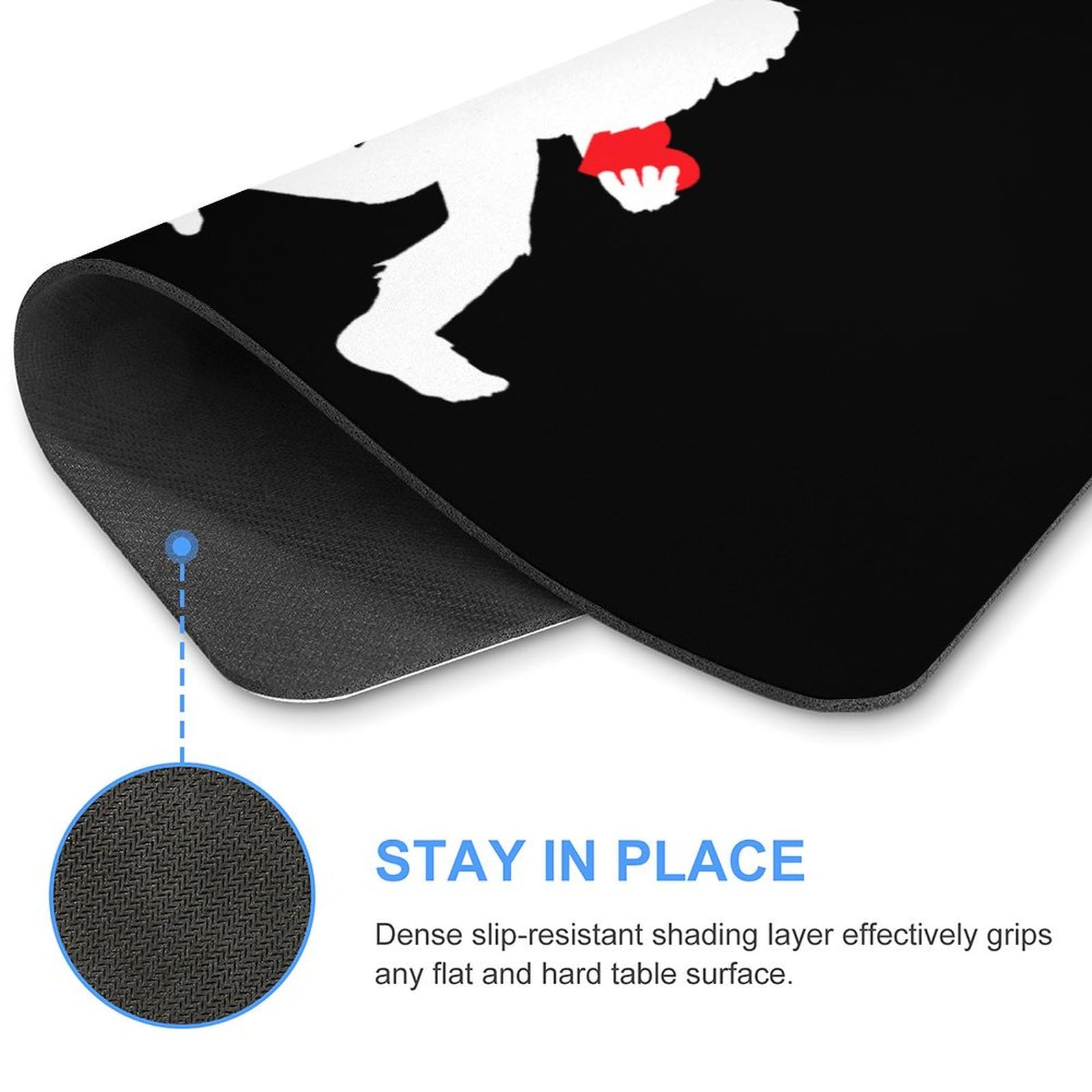 Bigfoot Holding Heart Funny Mouse Pad - Waterproof Non-Slip Gaming Mouse Mat (25x30cm) Desk Accessory for Office, Home & Gaming Setup