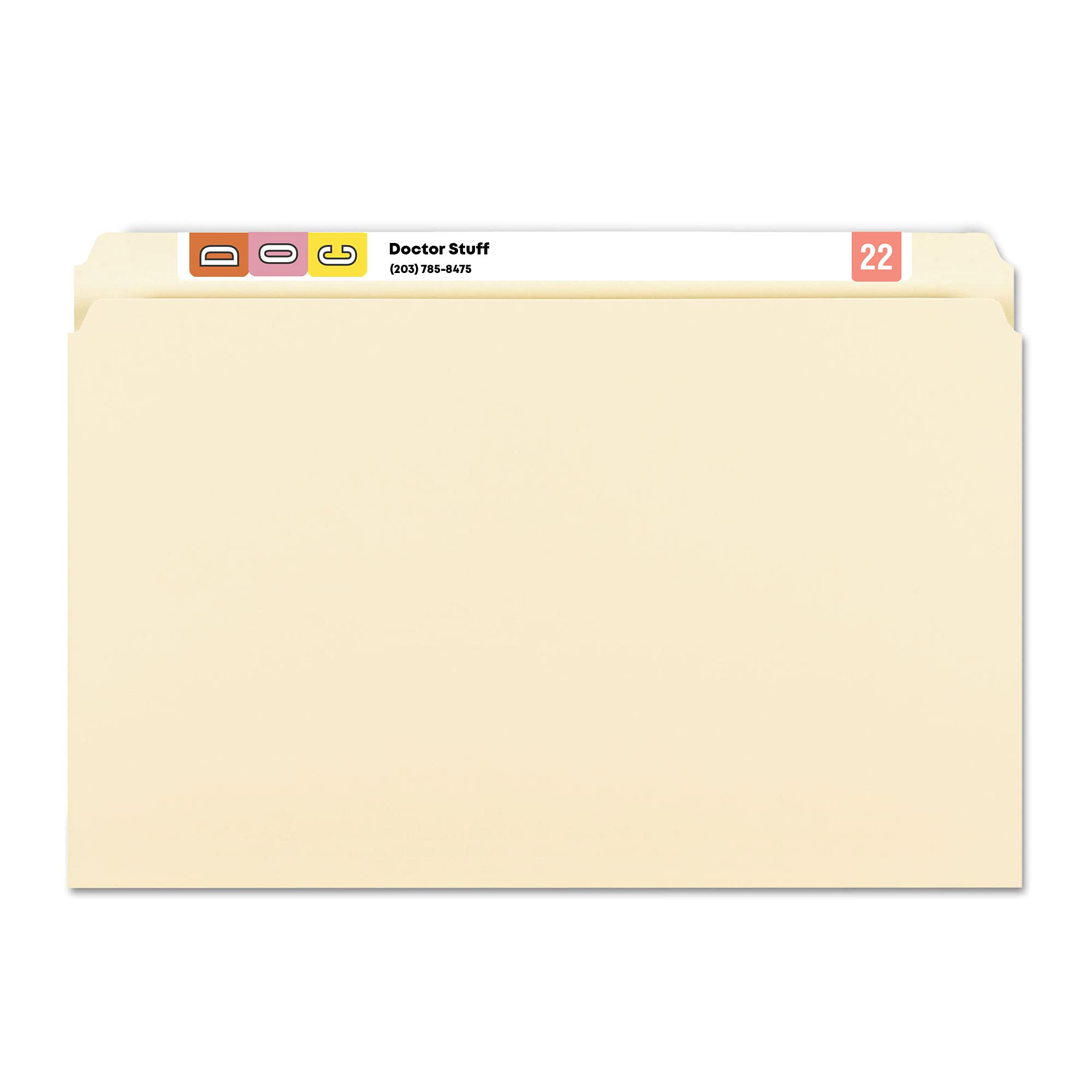 2022 Year Stickers - Pink Top Tab File Folder Labels, Compatible with Smead Top Tab Series, 500 Labels per Roll (1/2
